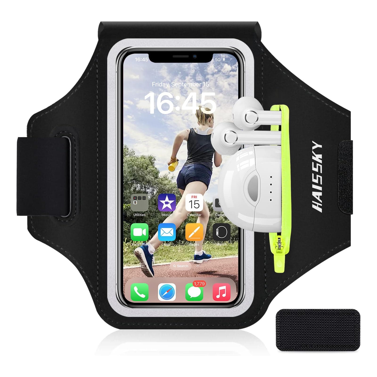 Running Armband Phone Holder with Zipper Earphone Pocket Compatible with iPhone 15 14 13 12 Pro Max/Xr/Xs Max/X/8/7 Plus,Galaxy S23/S22/ Plus Sport Arm Band Case for Gym,hiking,biking up to 6.9"
