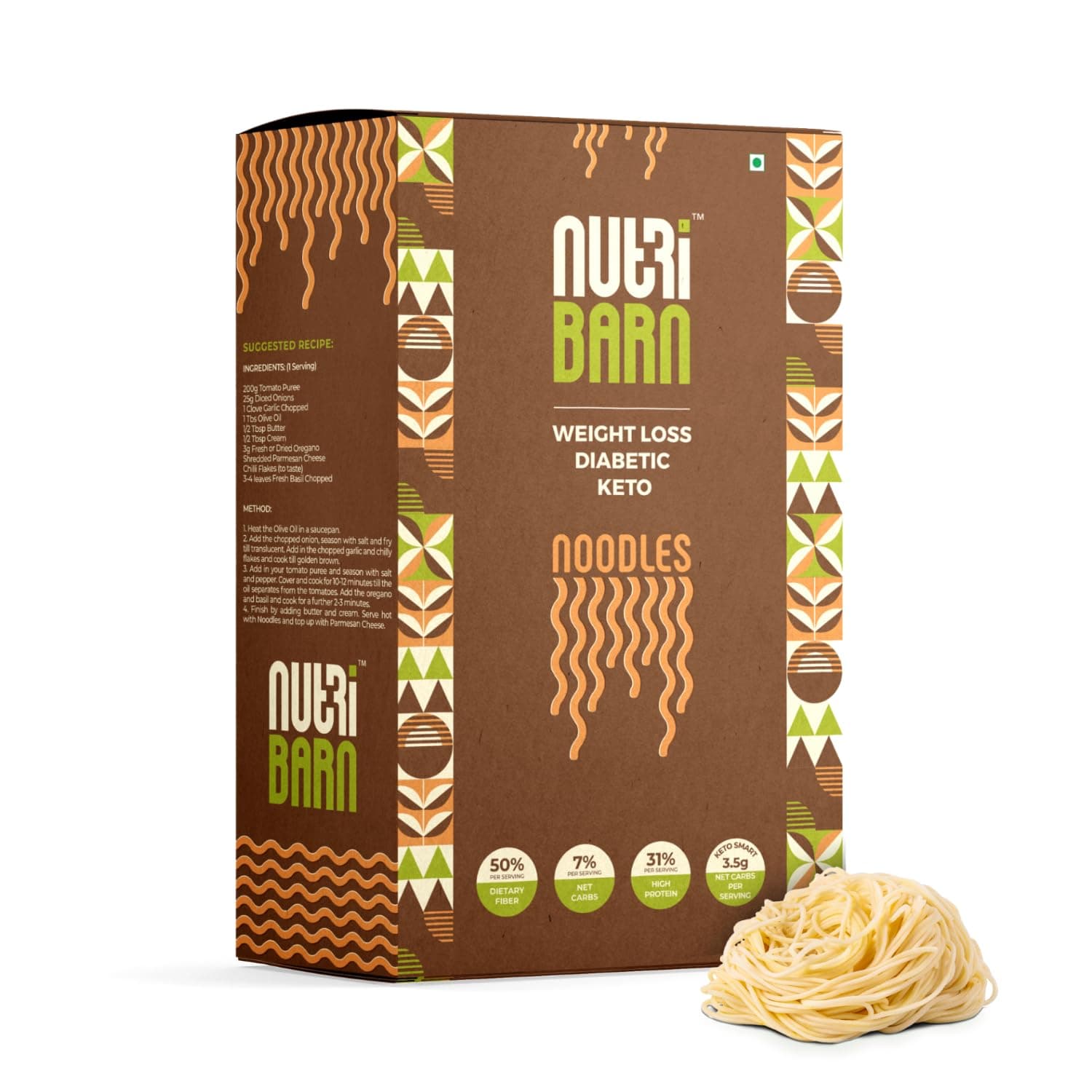 - High Protein Low Carb Noodles 200 Gms | 23% Protein | 3.8g Net Carbs | Lab Tested Low GI 22 | Diabetic Friendly, Weight Management Spaghetti | 200g (1 Pack)