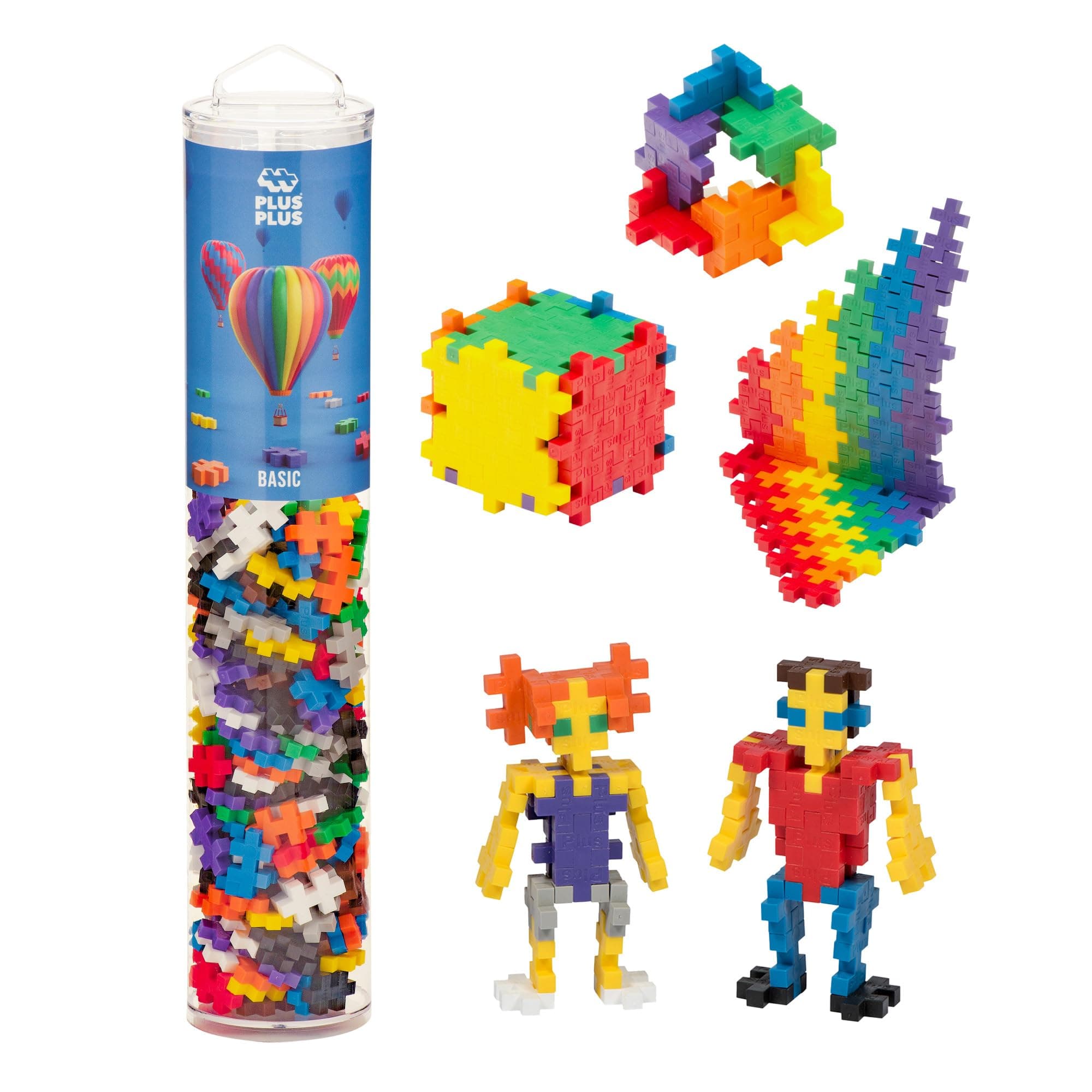 240 Piece Interlocking Building Blocks for Kids, Open Ended Connecting Toys, STEM Bin Classroom Mini Manipulatives - Basic Mix Play Tube