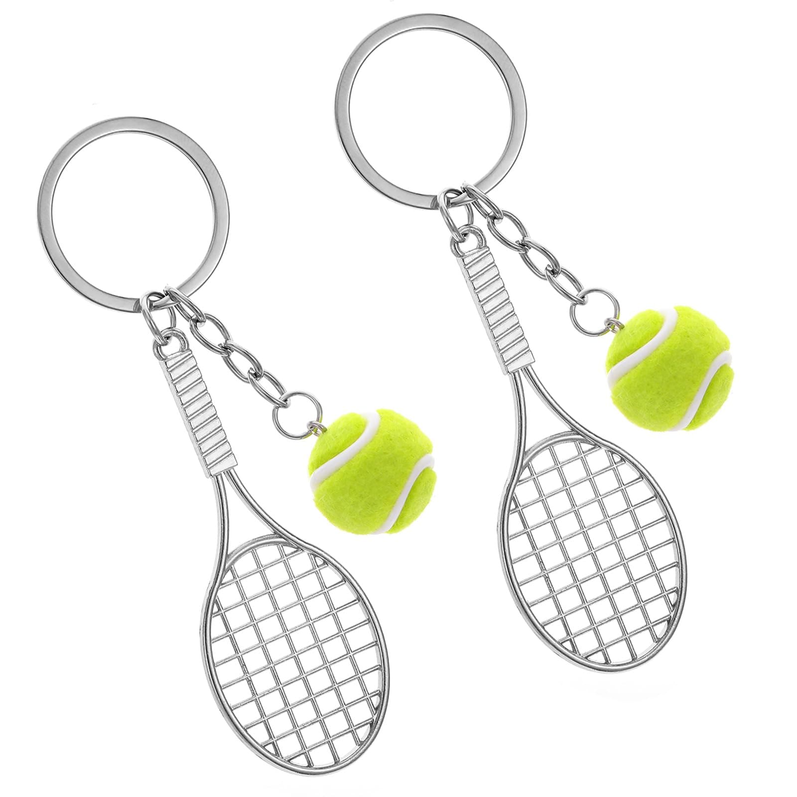 Mabor 2 PCS Tennis Keychain Mini Cute Key Ring Creative Metal Keychain Sport Keyring Kawaii Tennis Accessories for Men Women Gifts Backpacks Party Favor