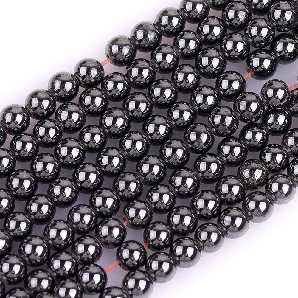 GEM-INSIDE CREATE YOUR OWN FASHION Natural 3mm Magnetic Black Hematite Round Gemstone Semi Precious Loose Beads for Jewellery Making 15''