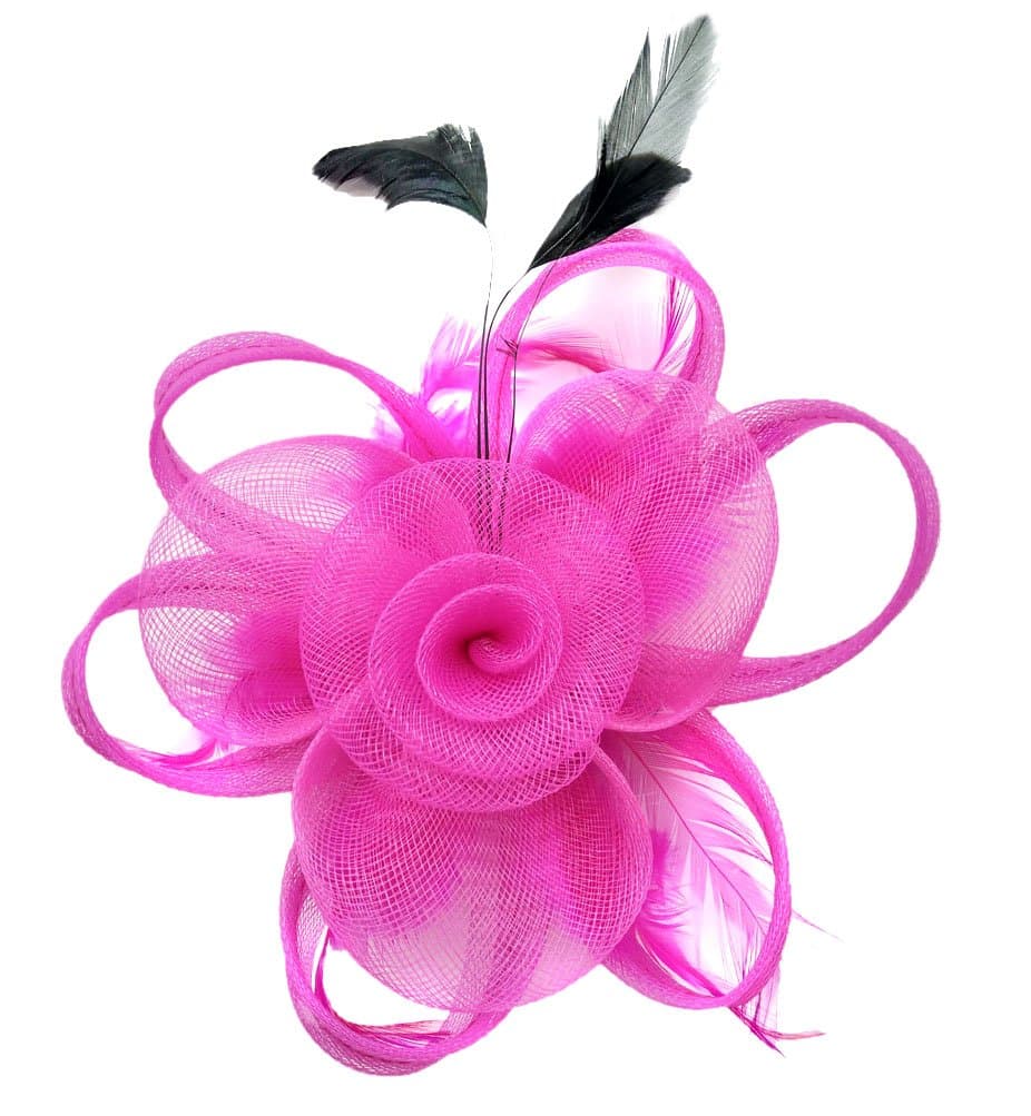 Ahugehome Fascinator Hair Clip Women Flower Feather Headband Pillbox Hat Tea Party