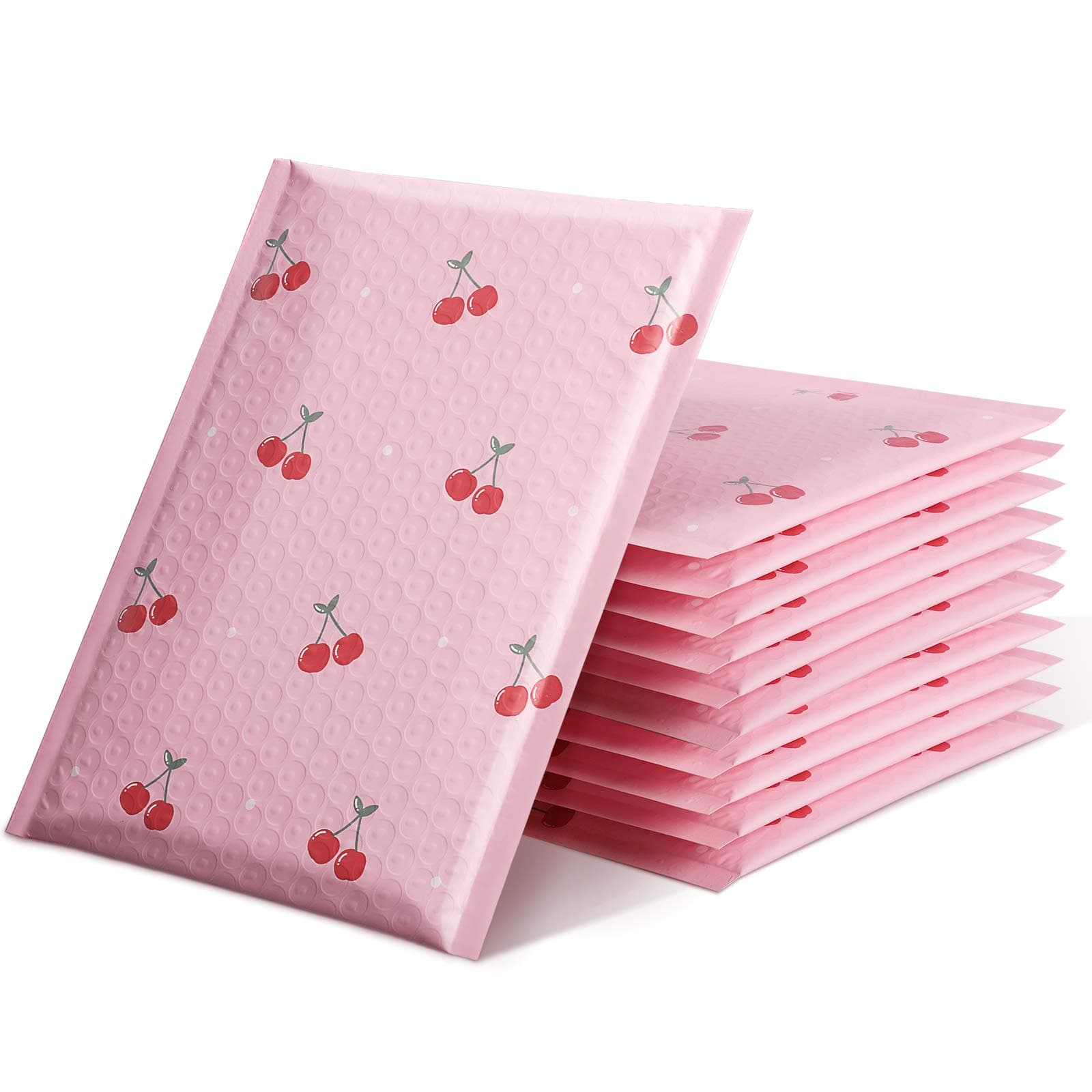 Cozymood Bubble Mailers 6x10 25 Pack Pink Custom Designer Shipping Envelopes Mailing Self Seal Adhesive Waterproof Padded for Valentines Day Gifts Packaging, Mailing, Small Business Bulk, Cherries