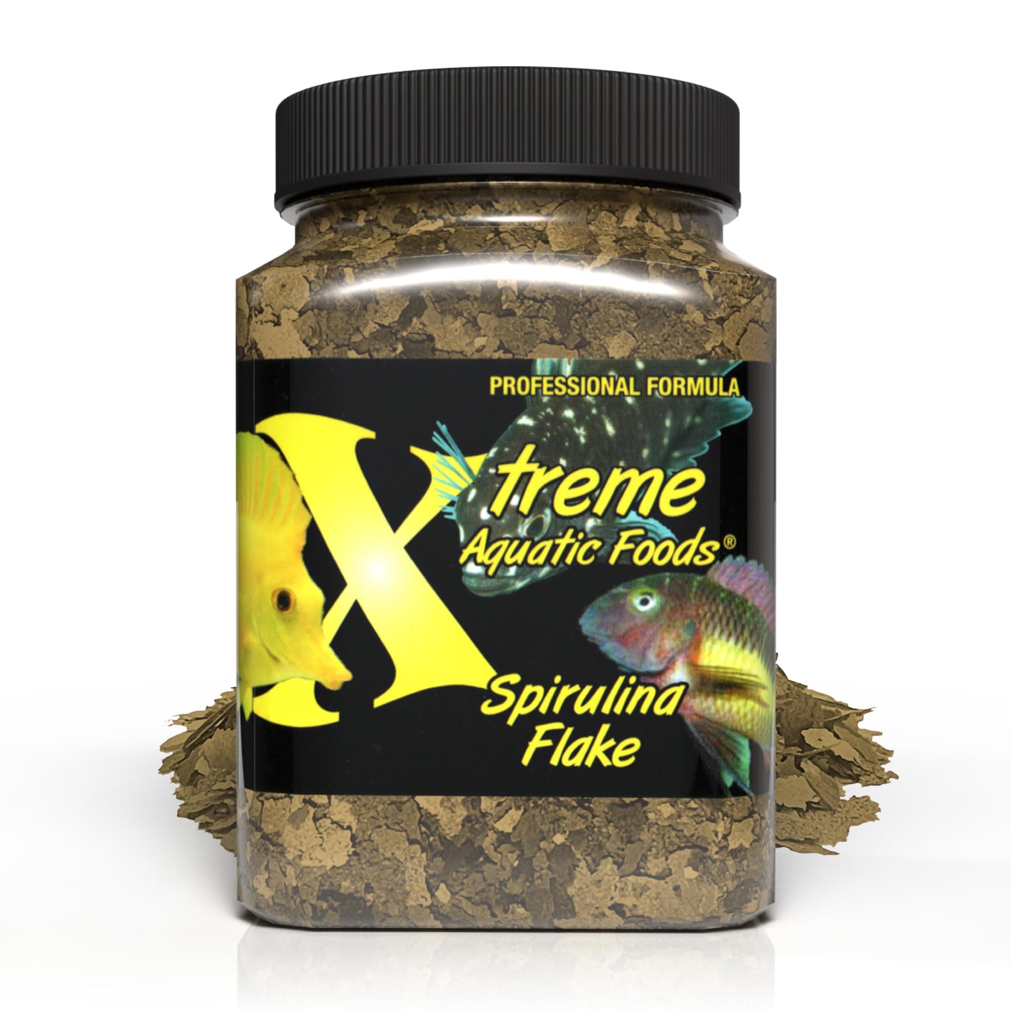 Xtreme Spirulina Flakes - Balanced Herbivorous Diet for Tropical and Marine Fish, Enhanced Health, Vibrant Colors - USA Farm Grown - Ideal for Cichlids, Barbs, Tetras and Guppies (3.5oz)
