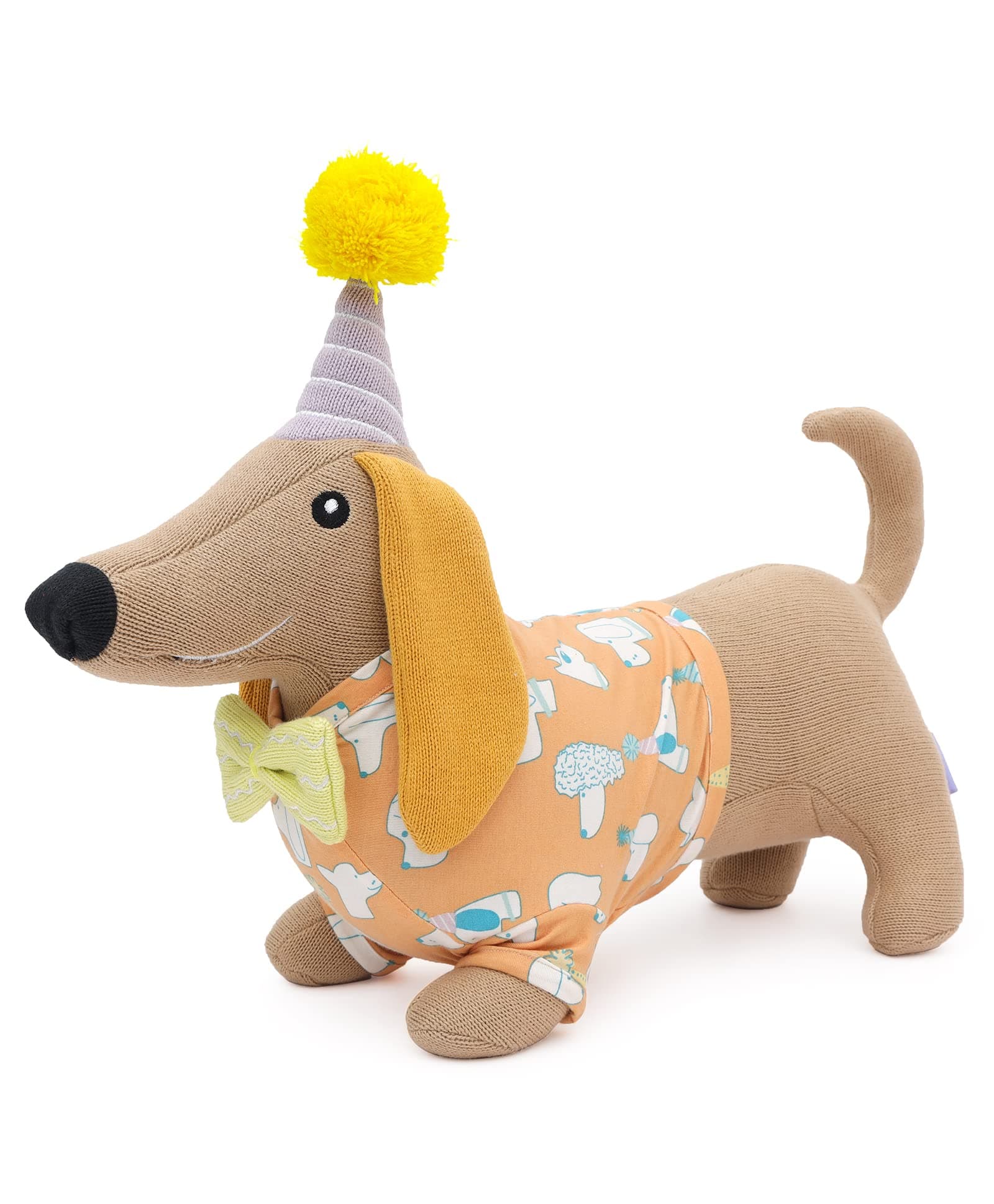 Mi Arcus Knitted Dachshund Dog Soft Plush Toy Brown - Height 45 cm