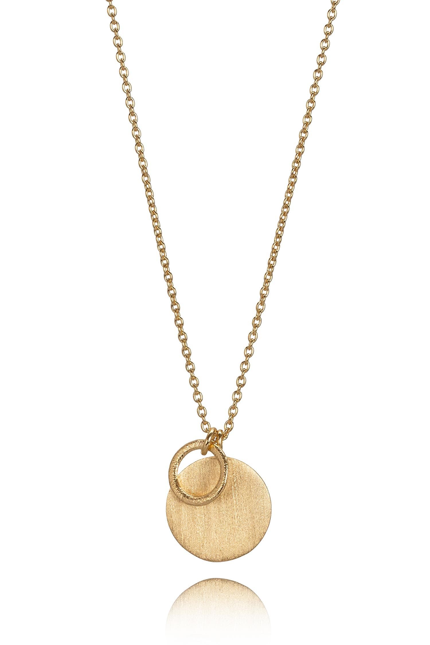 Pernille Corydon Long Necklace Gold, Small Disc Ring Women’s Necklace Coin & Ring Women 925 Sterling Silver Gold-Plated 90 cm – N220g