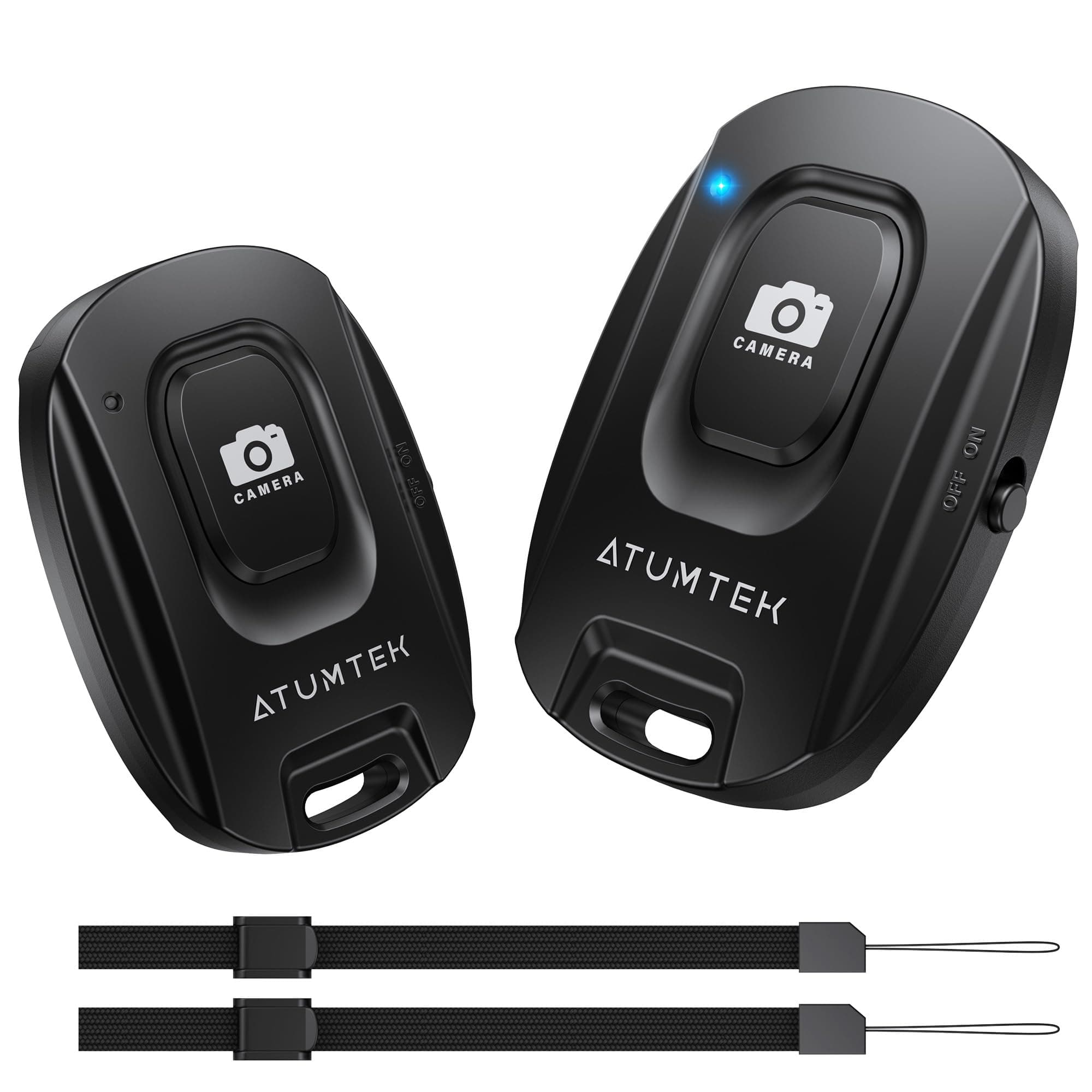 ATUMTEK Camera Remote Control for iPhone and Android Smartphones (2 Pack) Wireless Remote Control Button for Photos and Videos (Bluetooth 5.2) with Wrist Strap, Black