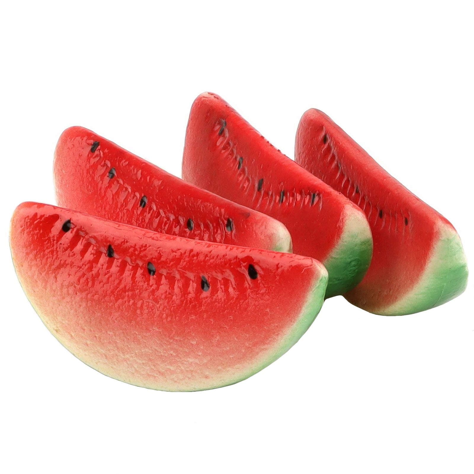 Woration 4 PCS Artificial Fake Watermelon Slice Fruit Faux Lifelike Plastic Red Watermelons for Home Fruit Bowls Kitchen Decor & Accessories