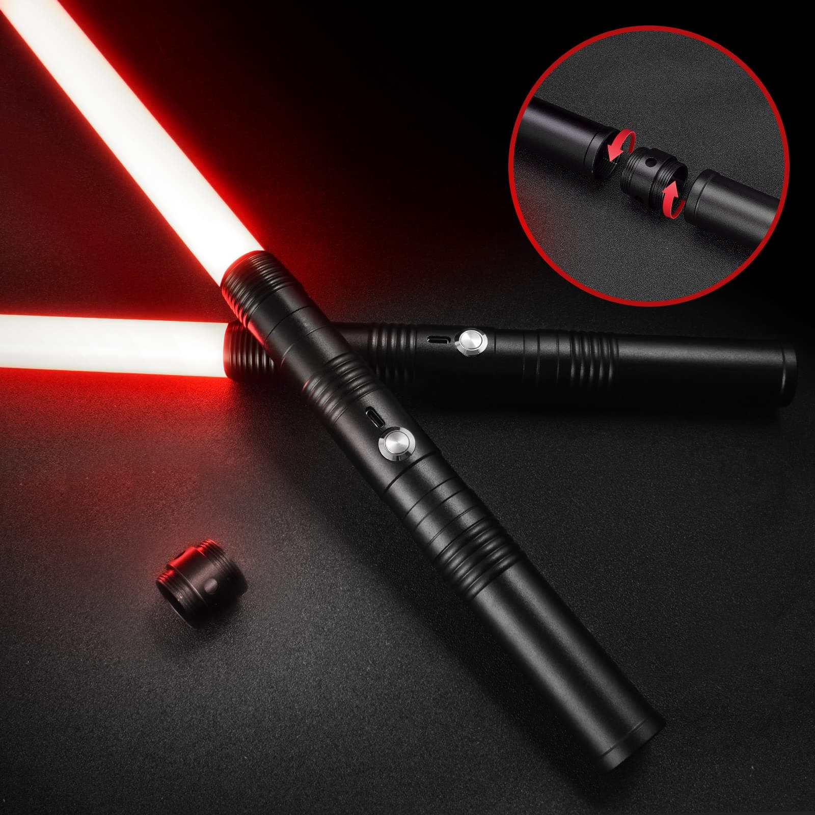 Heavy Dueling Lightsabers for Kids Adults: 2 Pack Lightsaber Toys- Rechargeable Blade Force Fx Light Sabers for Boys Cosplay Halloween Xmas Birthday