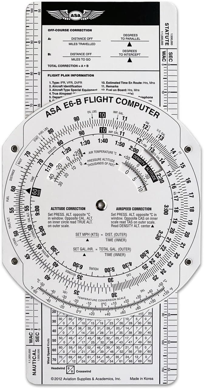 E6B Paper Flight Computer, Plastic Slide Graphic, Air Navigation, Students