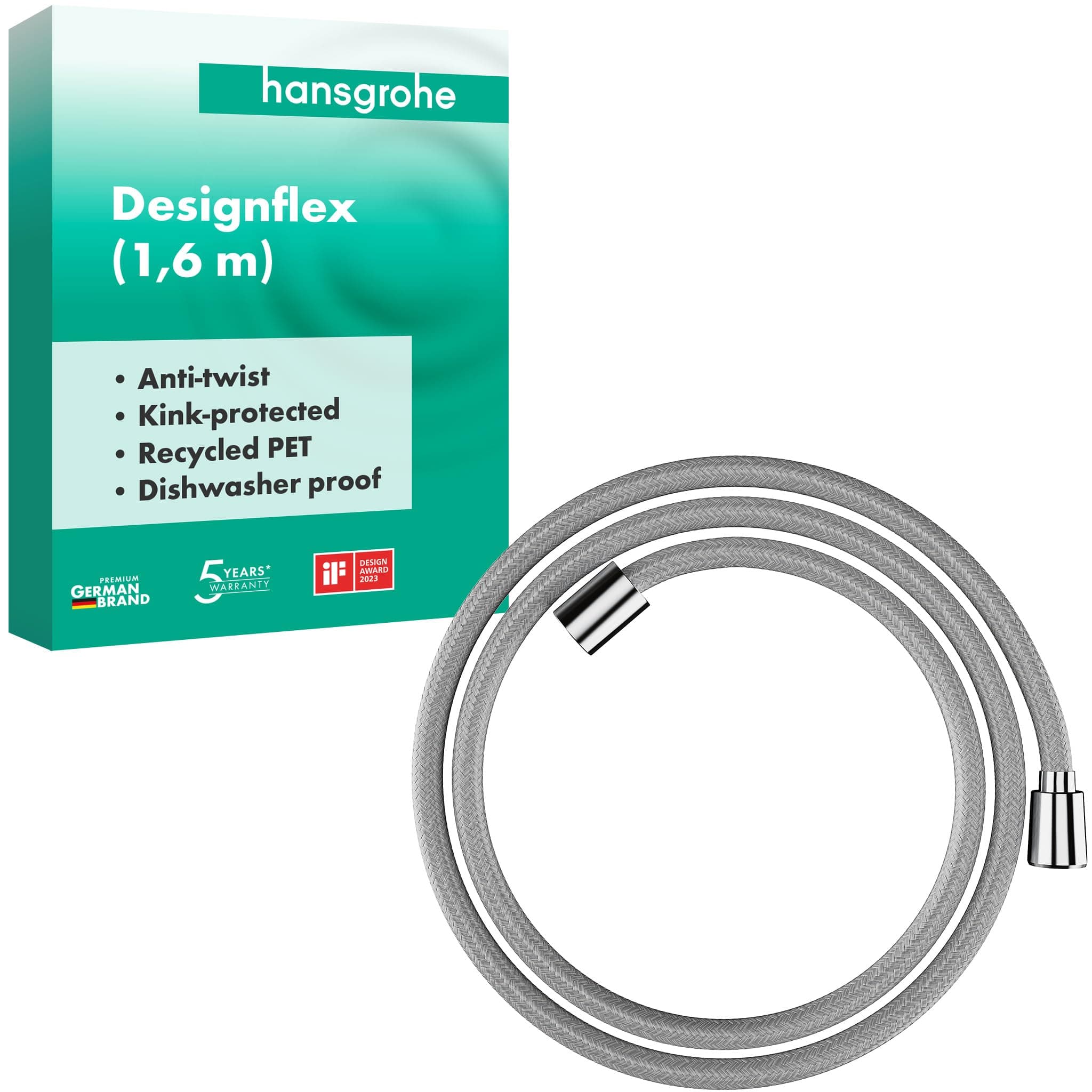 28260000 DesignFlex Textile Chrome Handshower Hose, 63-inch
