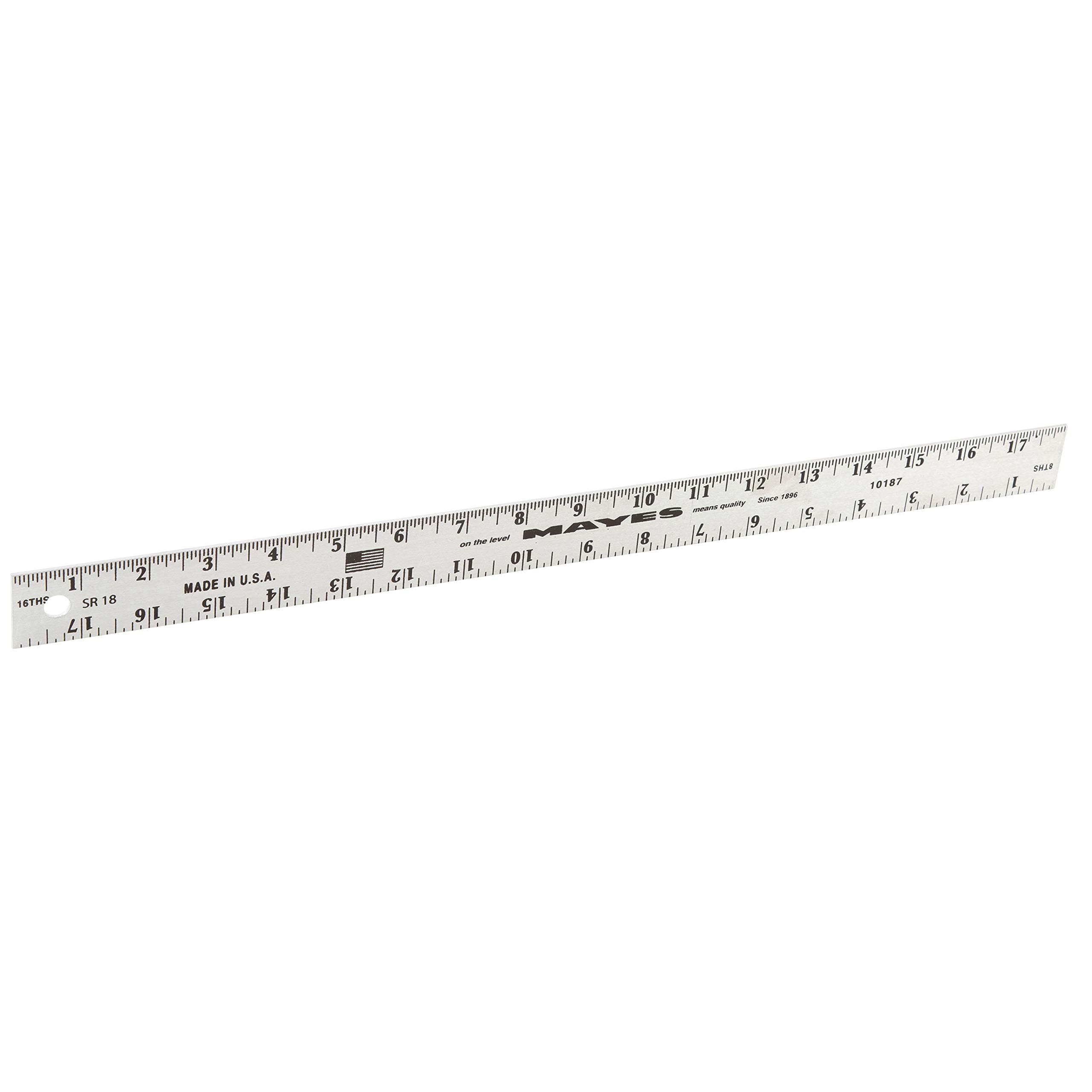 Mayes 10187 18 Inch Aluminum Ruler, Lightweight Straight Edge Ruler for Construction, Architecture, Drawing, and Engineering, Accurate and Straight Edge Measuring