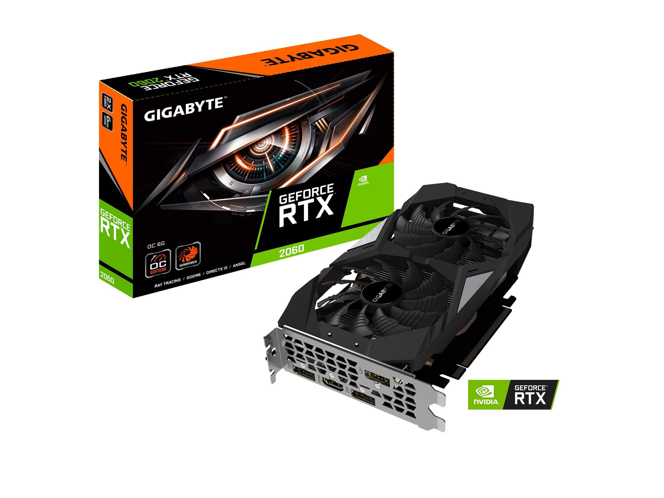 GIGABYTE Geforce RTX 2060 OC GG Graphics Card, 2x WINDFORCE Fans, 6GB 192-Bit GDDR6, GV-N2060OC-6GD Video Card