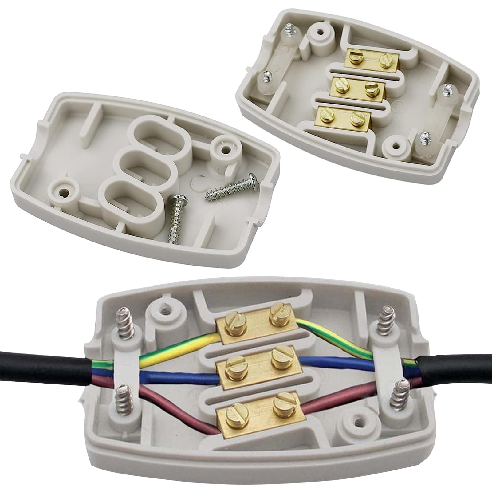 Elezenioc 2PCS Electrical Junction Box, 13A 250V Cable Connector, Designed for Wire Connection and Protection, Suitable for Power Wiring, Home Decoration - White