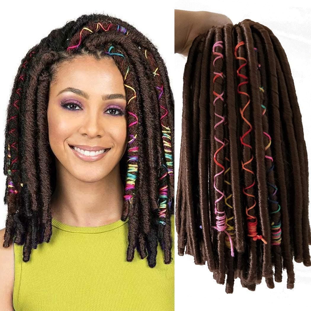 Goddess Locs 3 Pack 12 Inch Pre-looped Faux Locs Crochet Straight Twist Soft Dread Dreadlocks Kanekalon Crochet Braids Hair Extensions (#30)
