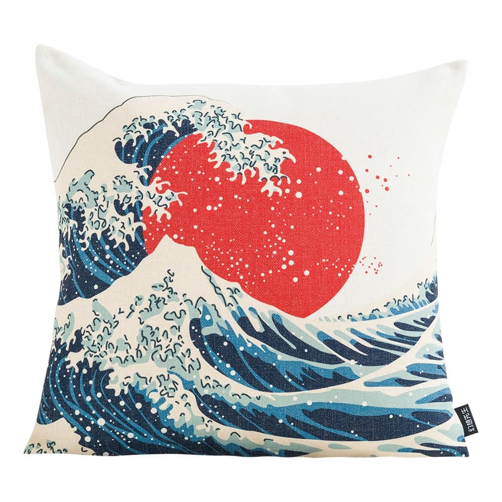 MR FANTASY Throw Pillow Cover Case Japanese Ukiyoe Cushion Cover for Couch Sofa Home Decor, Square Pillow Shell 18''x18'', Christmas