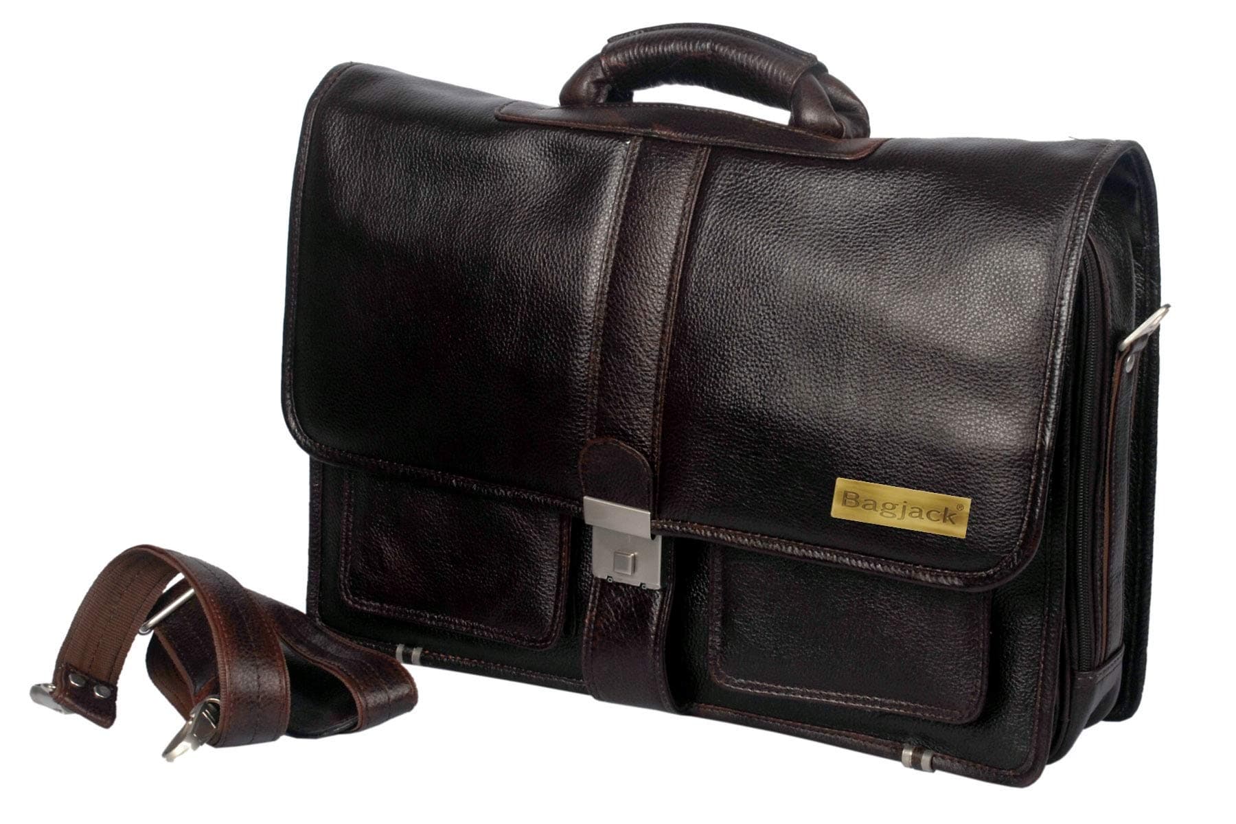 Hidekin BAG JACK Deneb Genuine Leather Laptop Upto 17 Inches Macbook Pro Briefcase Men Women Office Travelling Documents Storage Carry On Handle Shoulder Strap Suitcase