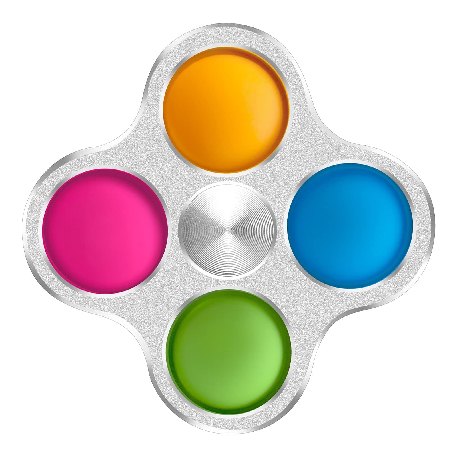 Natugloe Simple Pop Fidget Spinner Toy, Fidget Hand Spinner Poppet Four Fidget Toys for Adults and Kids, Portable Gadgets Sensory Toy for Stress Relief & Anti-Anxiety (Silver)