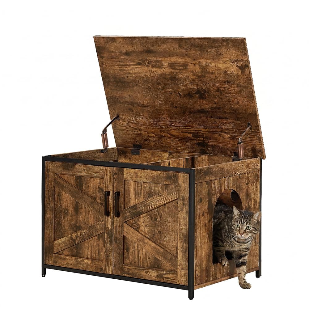 unipaws Top Opening Cat Litter Box Enclosure, Friendly to Elderly People, Waist or Keen Problem People, XL Extra Large Cat Box Furniture, High Jumbo Automatic Litter Box Cover Hidden for Large Cat