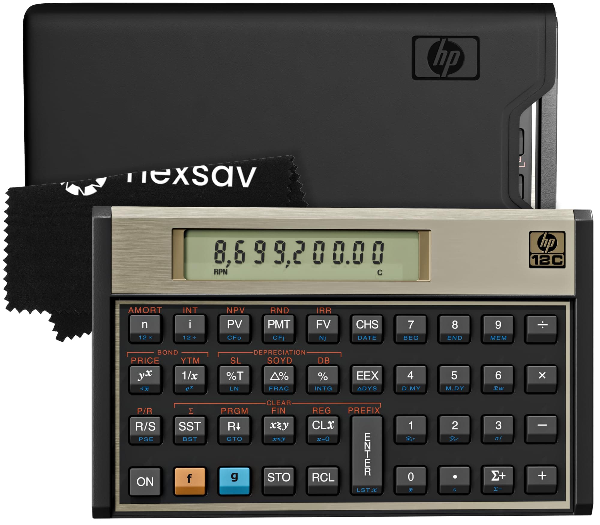HP 12C Financial Calculator - Over 120 Functions: TVM, NPV, IRR, Amortization, Bond Calculator, Programmable Keys - RPN Desktop Calculator for Finance, Accounting, Real Estate - Case + Cloth