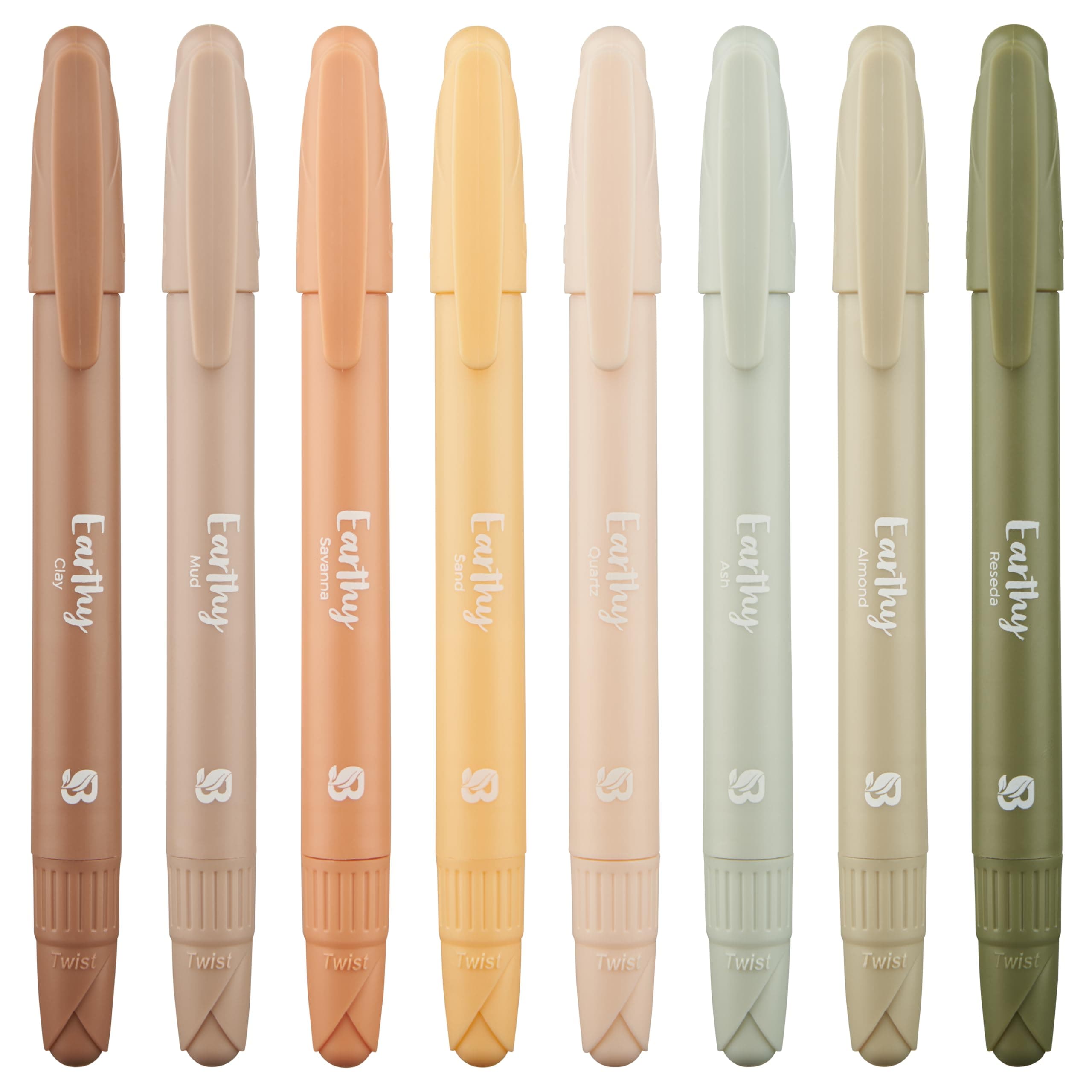 BLIEVE - Gel Highlighters, Bible Highlighters No Bleed, Cute Bible Journaling School Supplies, 8 Pack Assorted Colors, Study Gel Highlighters Set And Bible Accessories (Earthy)