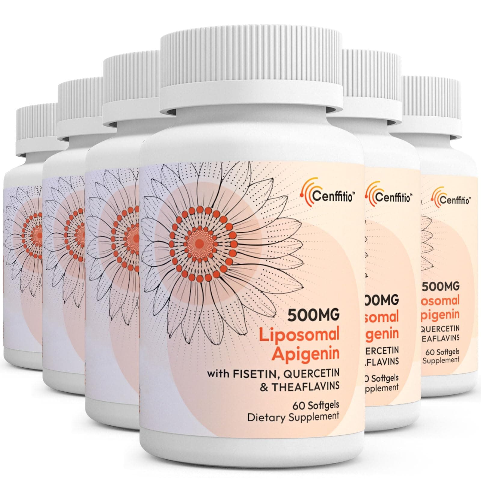 Liposomal apigenin 500mg Softgels - Optimal Apigenin Supplement with Fisetin, Quercetin and Theaflavins - 12 Month Supply