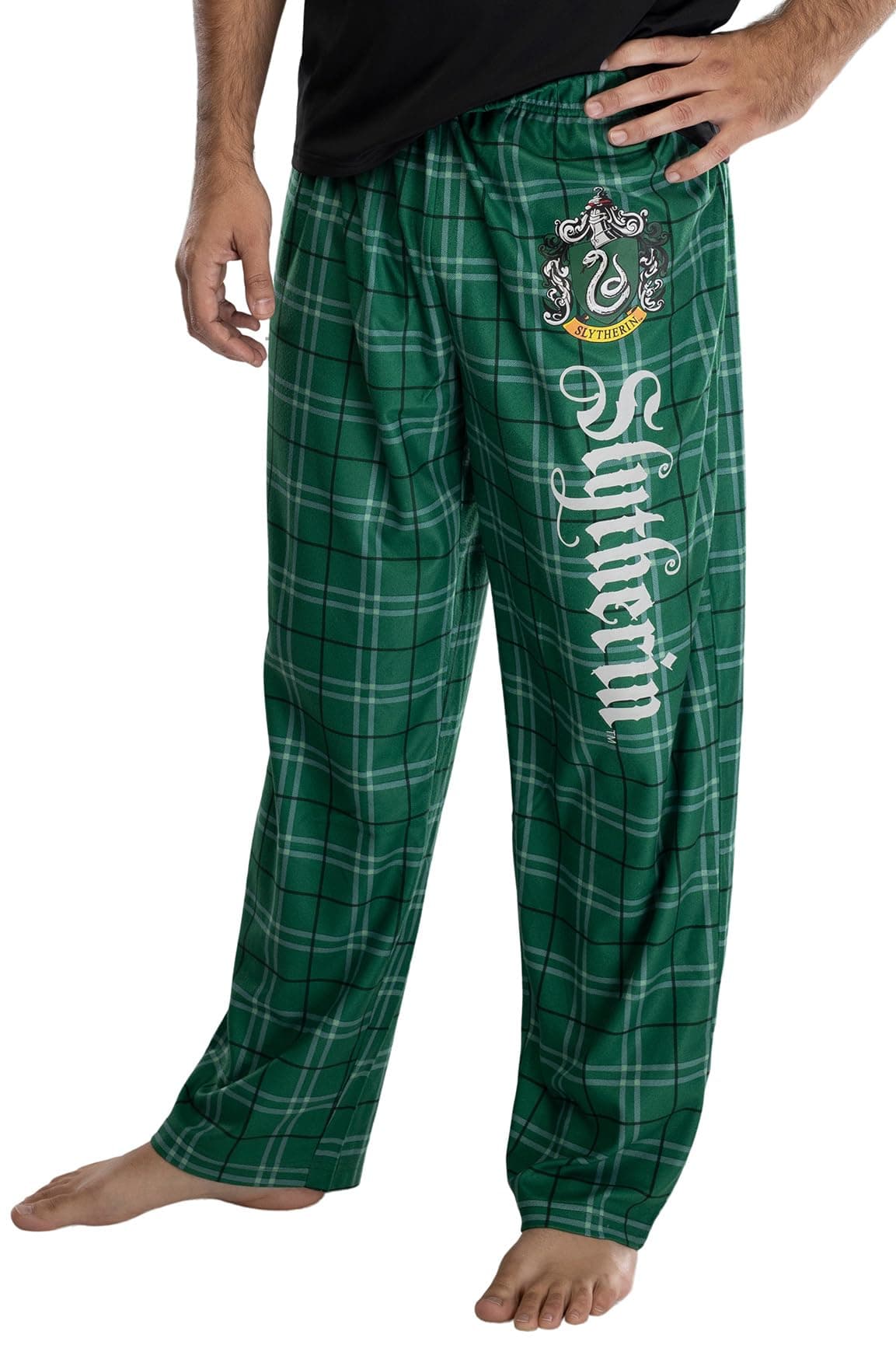 Harry Potter Men's House Crest Plaid Lounge Pajama Pants - All 4 Houses Gryffindor, Ravenclaw, Slytherin, Hufflepuff