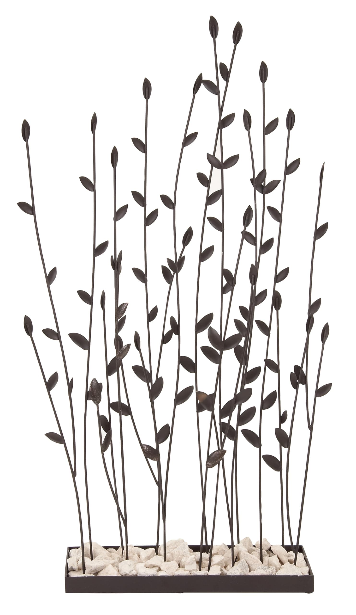 Deco 79 Metal Floral Decorative Sculpture Home Decor Statue with Loose Stones, Accent Figurine 14" x 5" x 31", Black