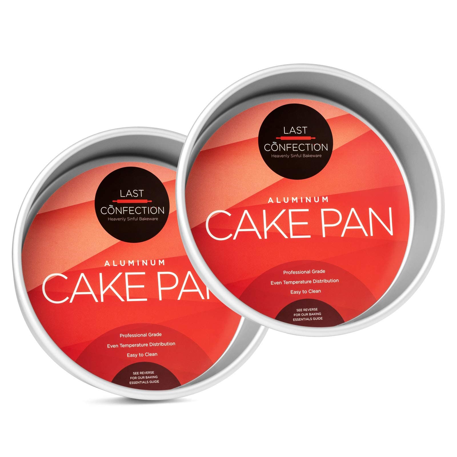 Last Confection 2-Piece Round Cake Pan Set - 8" x 2" Deep Aluminum Pans