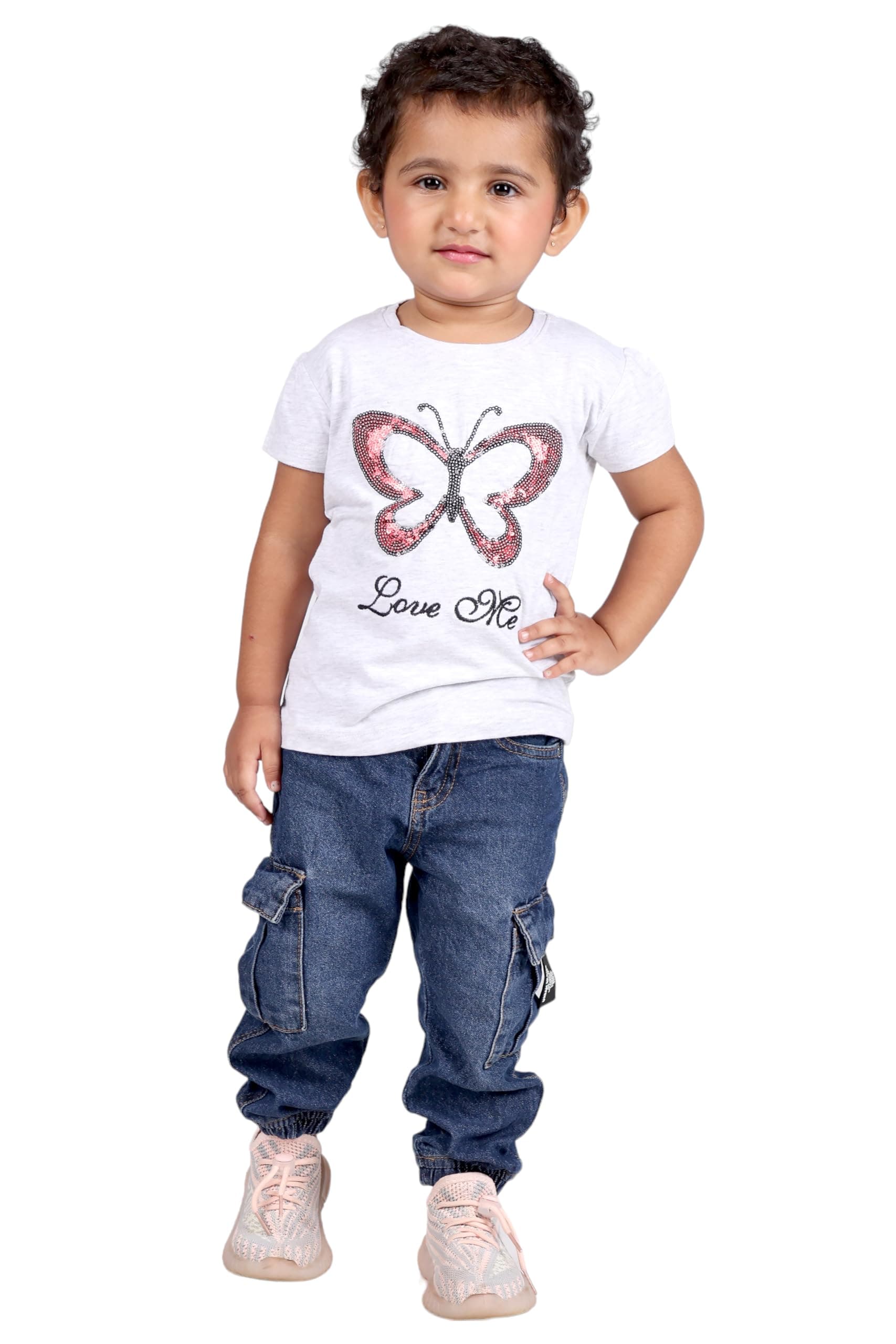 Brink Short Sleeve Round Neck T-Shirt for Girls (Style - HM2) White