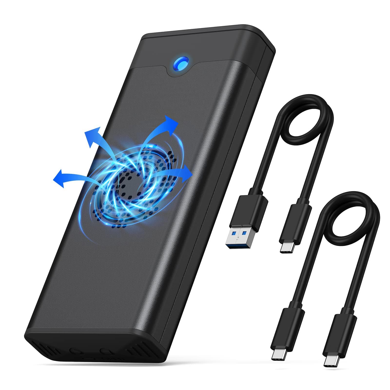 MAKINGTEC M.2 NVME SATA SSD Enclosure Adapter Reader, with Cooling Fan, Tool-Free USB C 3.1 Gen 2,10 Gbps NVME, 6Gbps SATA,Chips RTL9210B External Solid State Drive for PCIe 2280/2260/2242 M Key