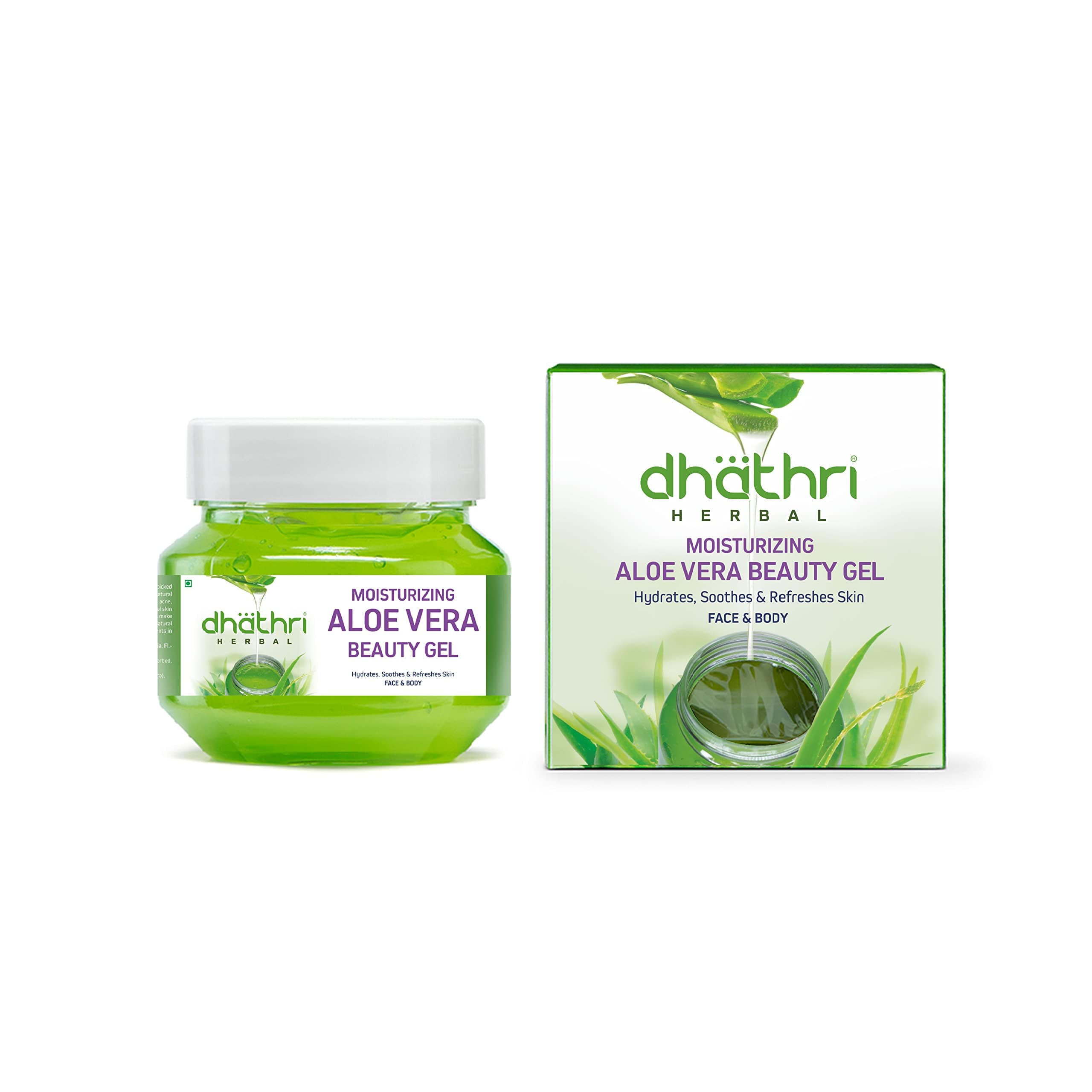 Dhathri Ayurvedic Aloe Vera Gel with Rose and Peppermint | Aloe Vera Gel for Face | Hydrates Skin | Best Aloe Vera Gel for Face | Revitalizes and Nourishes Skin | 350gm