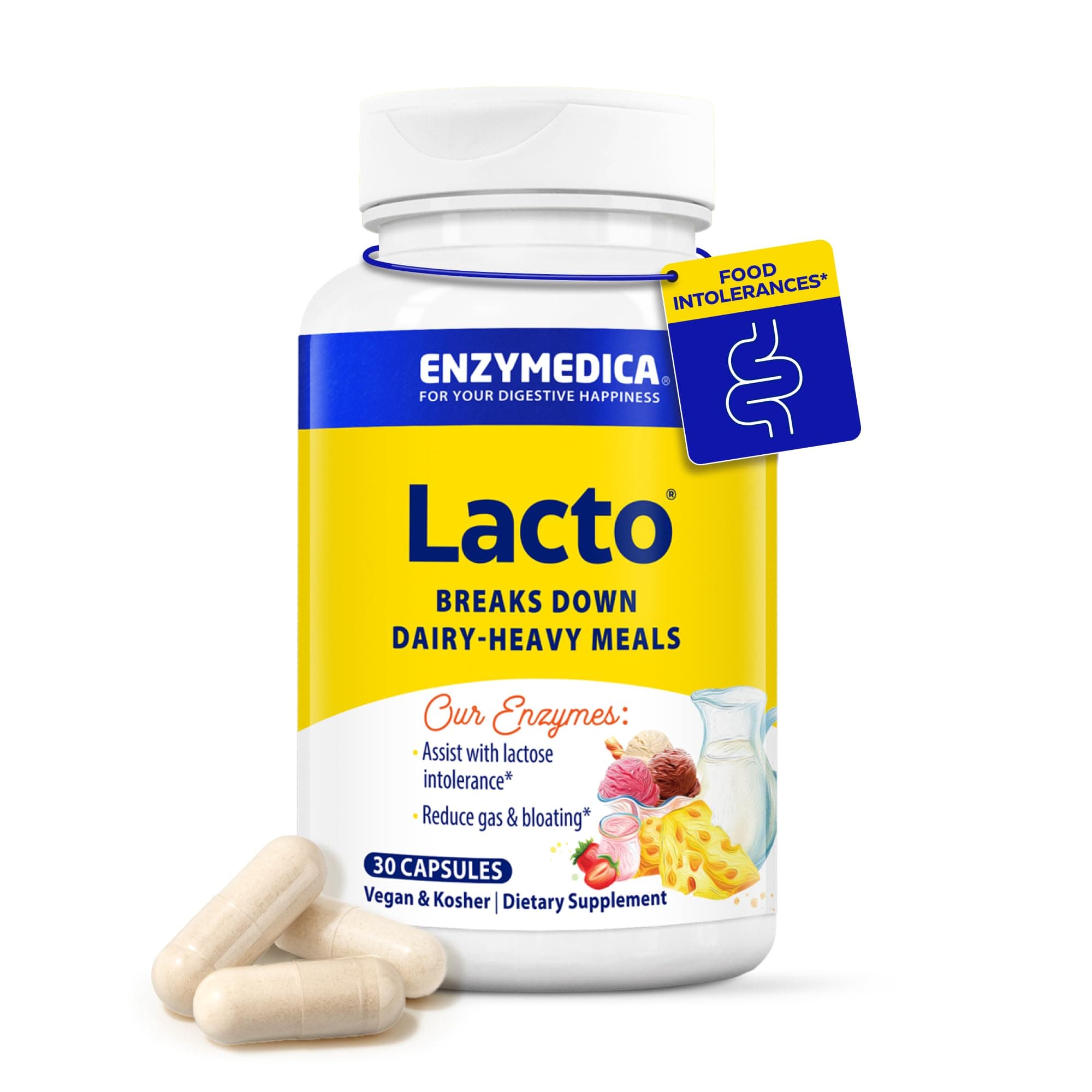 Enzymedica - Lacto, Most Advanced Dairy Digestive Enzyme Formula, 30 Capsules