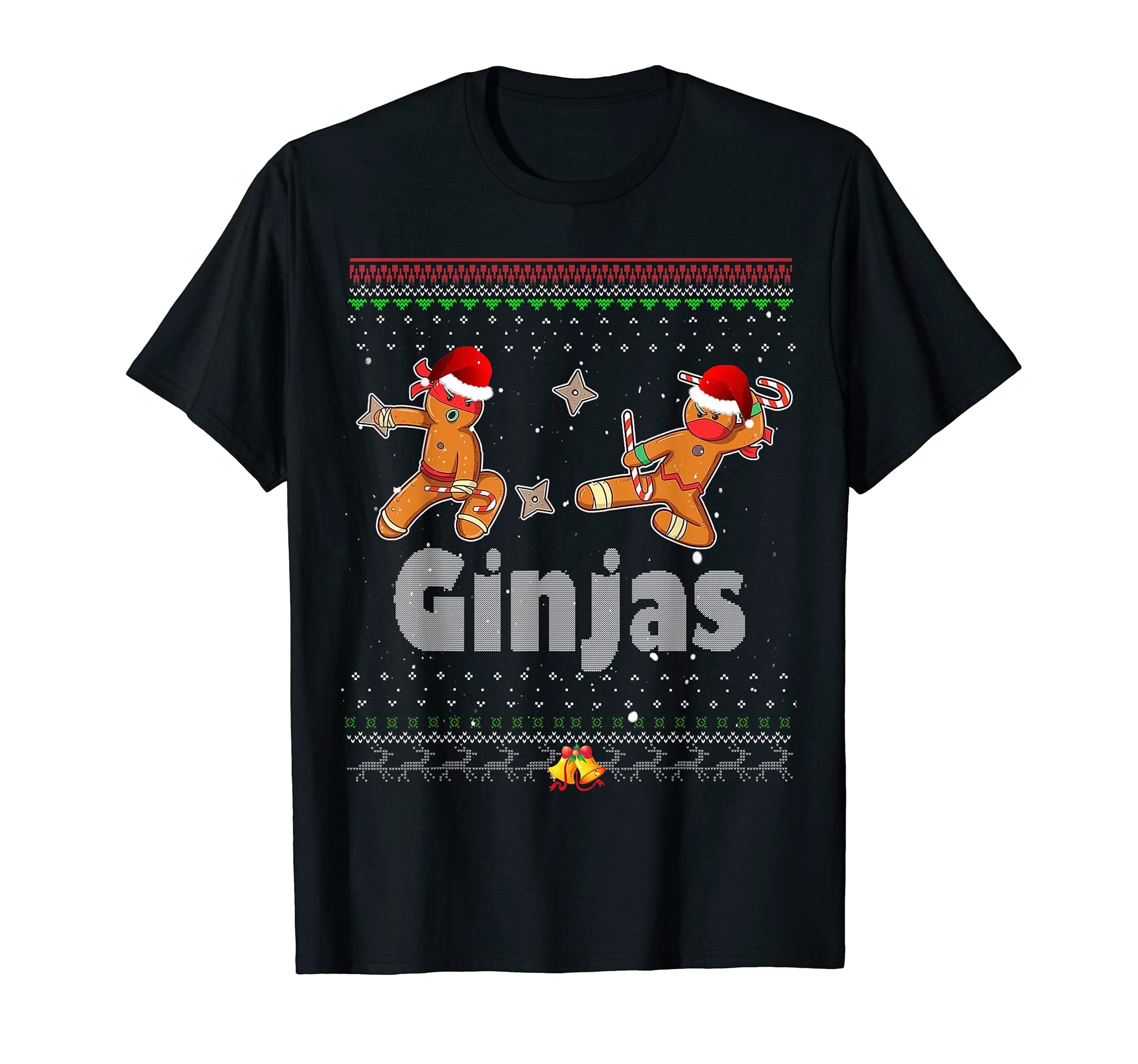 Ginjas Gingerbread Ninjas Funny Ugly Christmas T-Shirt