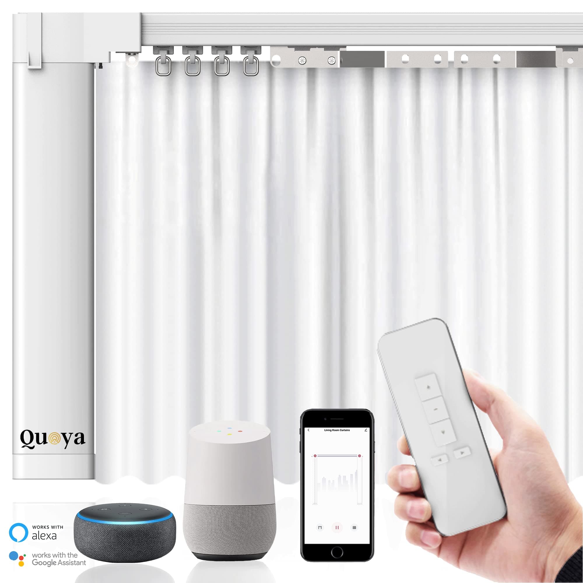 QL600 Smart Electric Curtain Track, Smart Curtain Opener, Motorized Motor, Adjustable Track Length, Compatible with Alexa, Google, Siri, Apple Watch (up to 196 inches (5m))