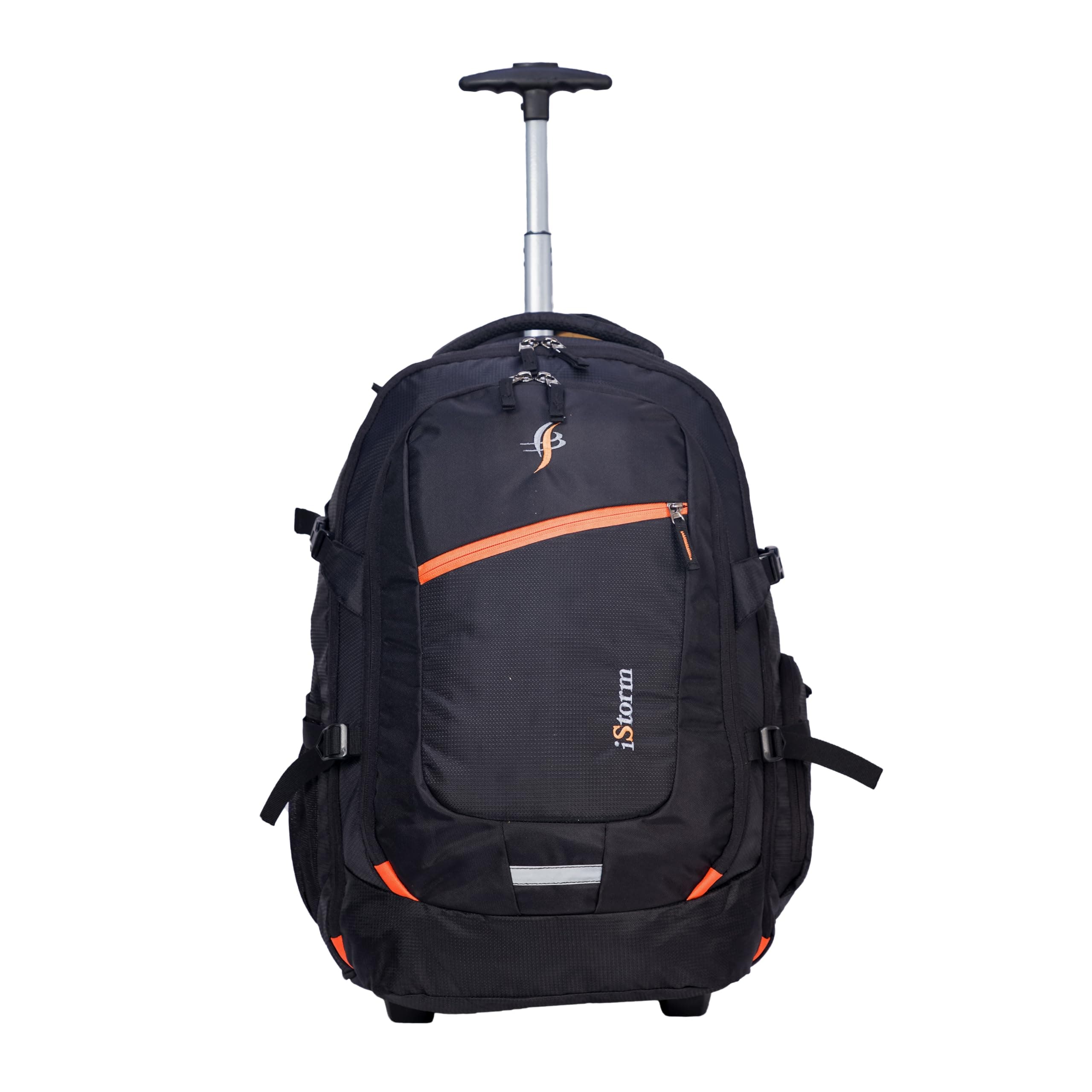 iStorm Laptop Trolley Backpack 45 liter Dimention in inch, H 20 X W 13 X D 9 (Black & Orange Zip)
