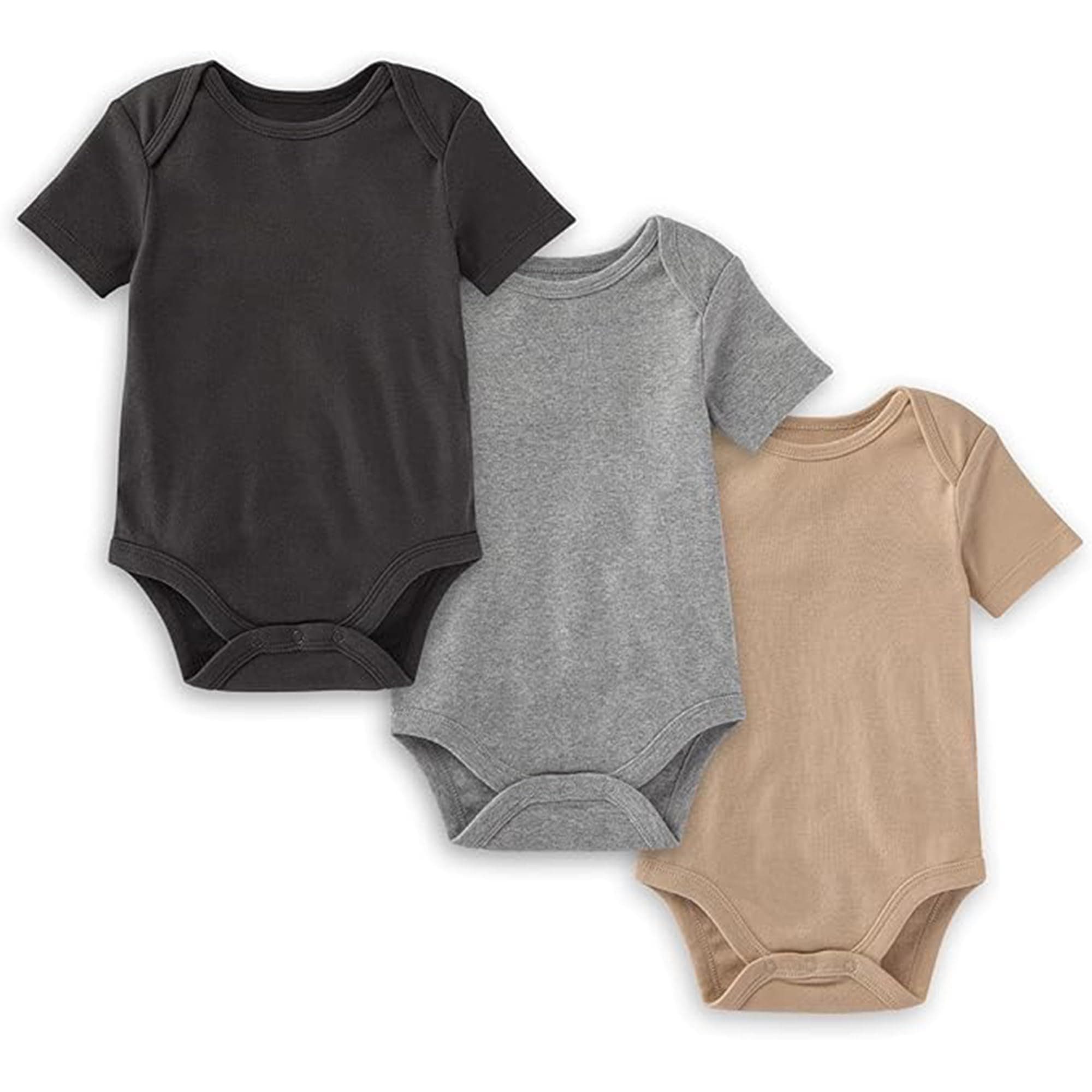 Unisex Short Sleeve Organic Cotton Bodysuits, 3-Pack