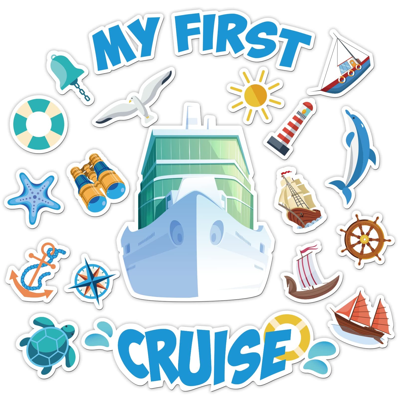 Oudain 20 Pcs Cruise Door Decorations Magnetic 2025 First Cruise Ship Door Magnets Nautical Room Magnets Carnival Boat Ship Cabin Funny Decorations for Nautical Room Fridge Car Computer