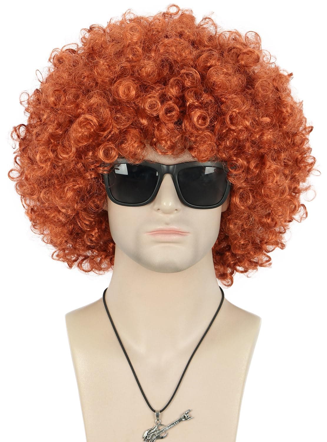 Adult Unisex 60s 70s 80s Short Orange Curly Afro Synthetic Disco Rocker Hippies Hair California Halloween Cosplay Anime Costume Wig (Orange)