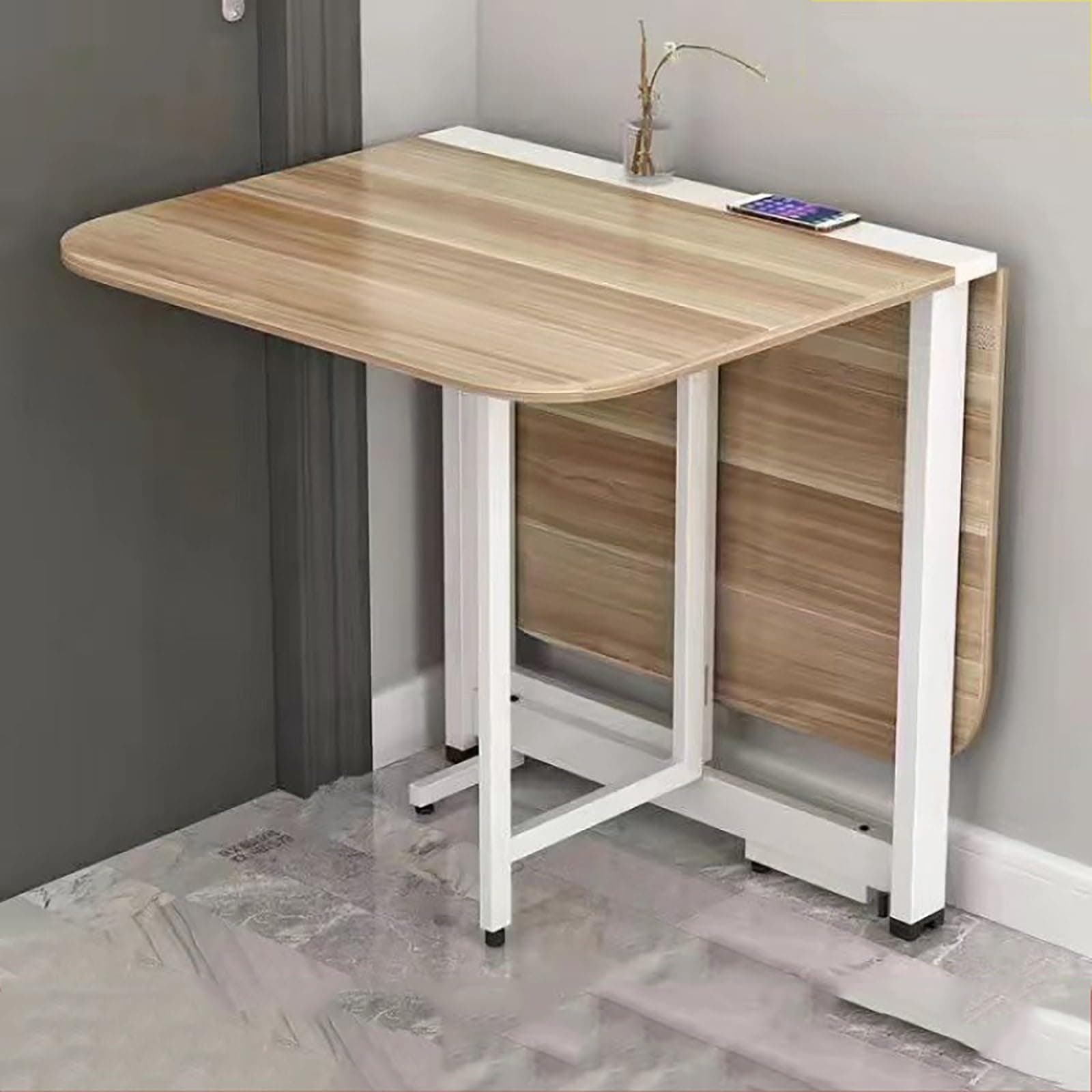 Folding Dining Table, Drop Leaf Dining Table, Extendable Kitchen Table, Space Saving Dining Table, for Kitchen, Bedroom, Living Room (Color : I, Size : 120cm)