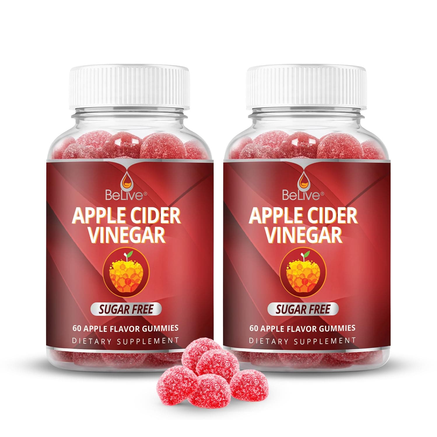 BeLive Apple Cider Vinegar Sugar Free Gummies – Great for Digestion & Healthy Diet - Gluten Free, No Glucose Syrup, ACV Gummies Alternative to Capsules & Drink (120 Ct) – 2 Pack