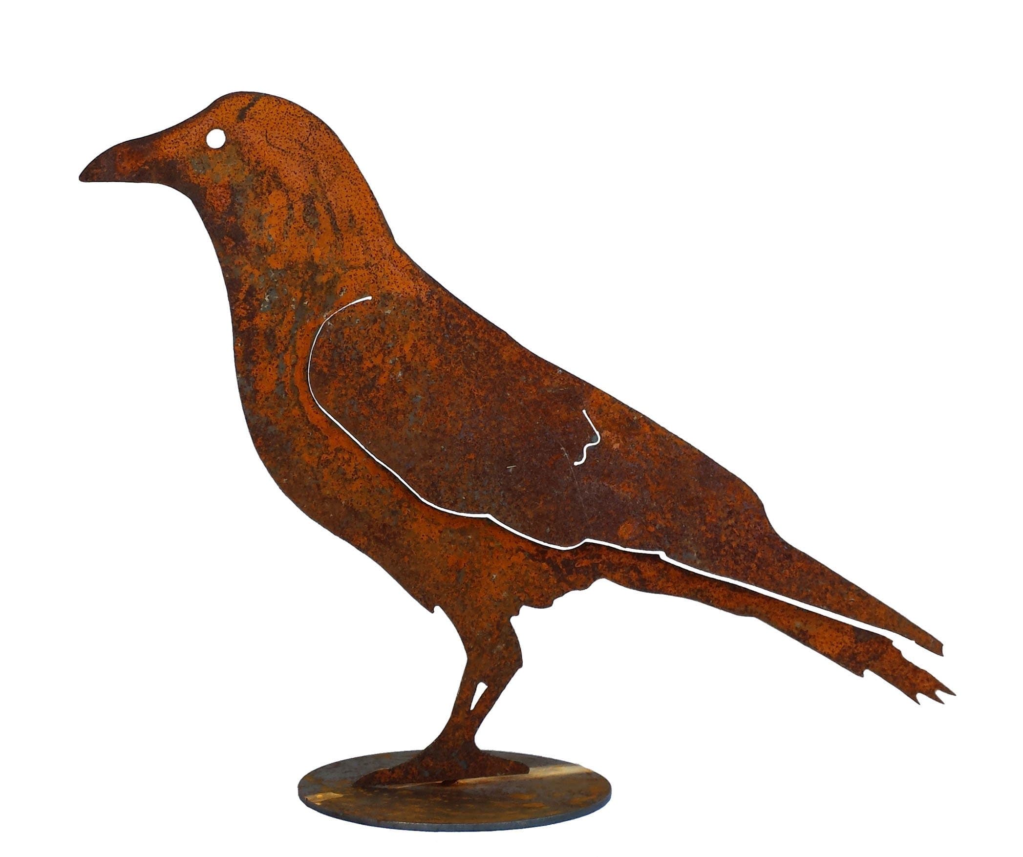 California Home and Garden CH805 Metal Rusty Bird Crow Silhouette on Base, Rustic Look Artwork, 10 Inch Tall, Brownish Red