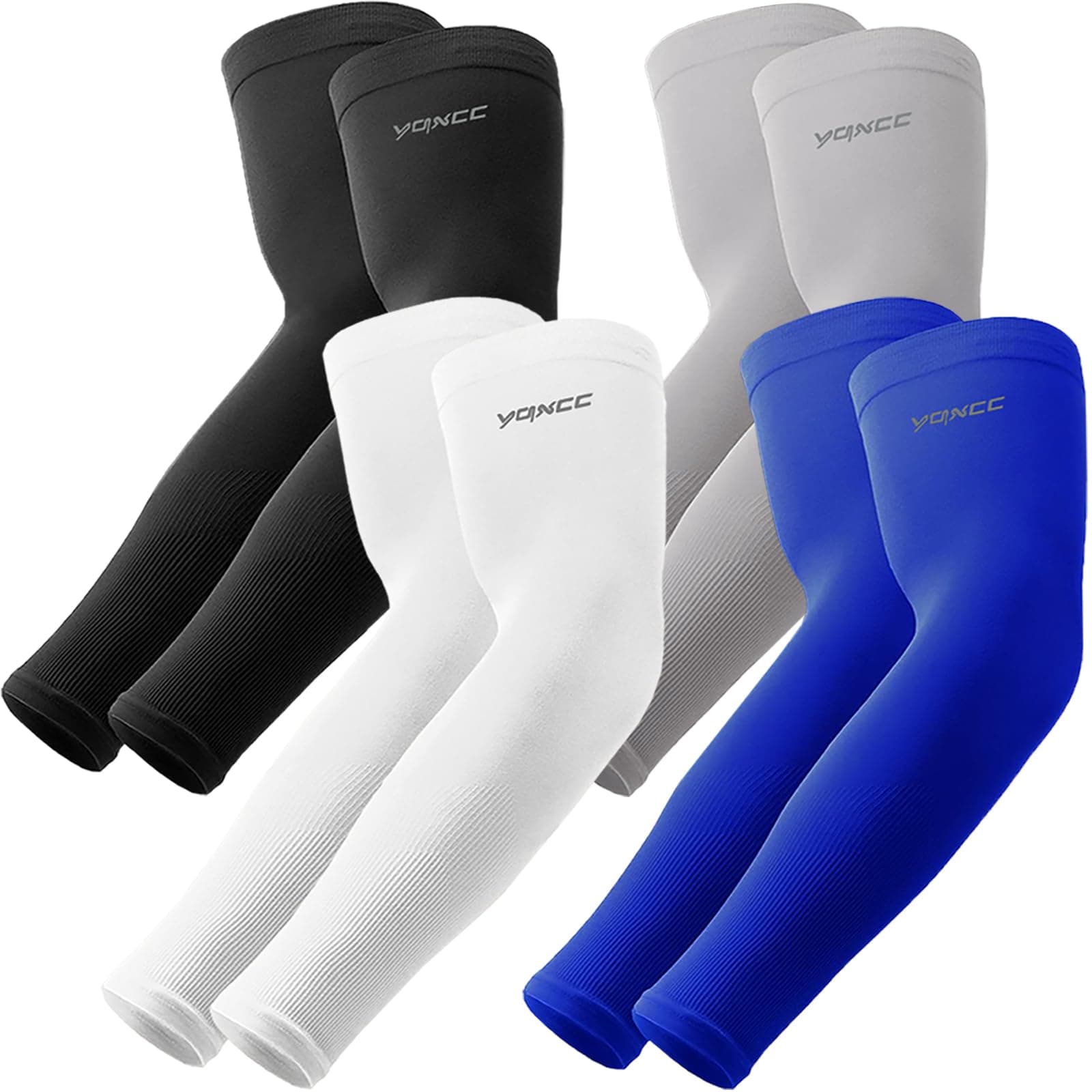 4 Pairs Arm Sleeves, Cooling UV Sun Protection Sports Compression Sleeves for Men Women, Golf Basketball Arm Sleeves