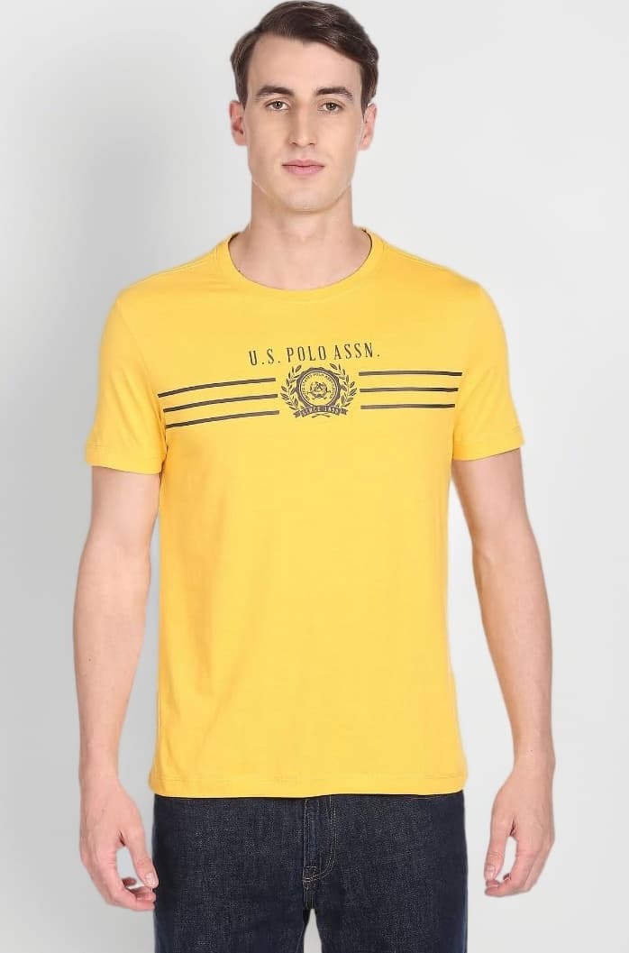 U.S. Polo ASSN. Men's Cotton Regular Fit Crew Neck Brand Print T-Shirt