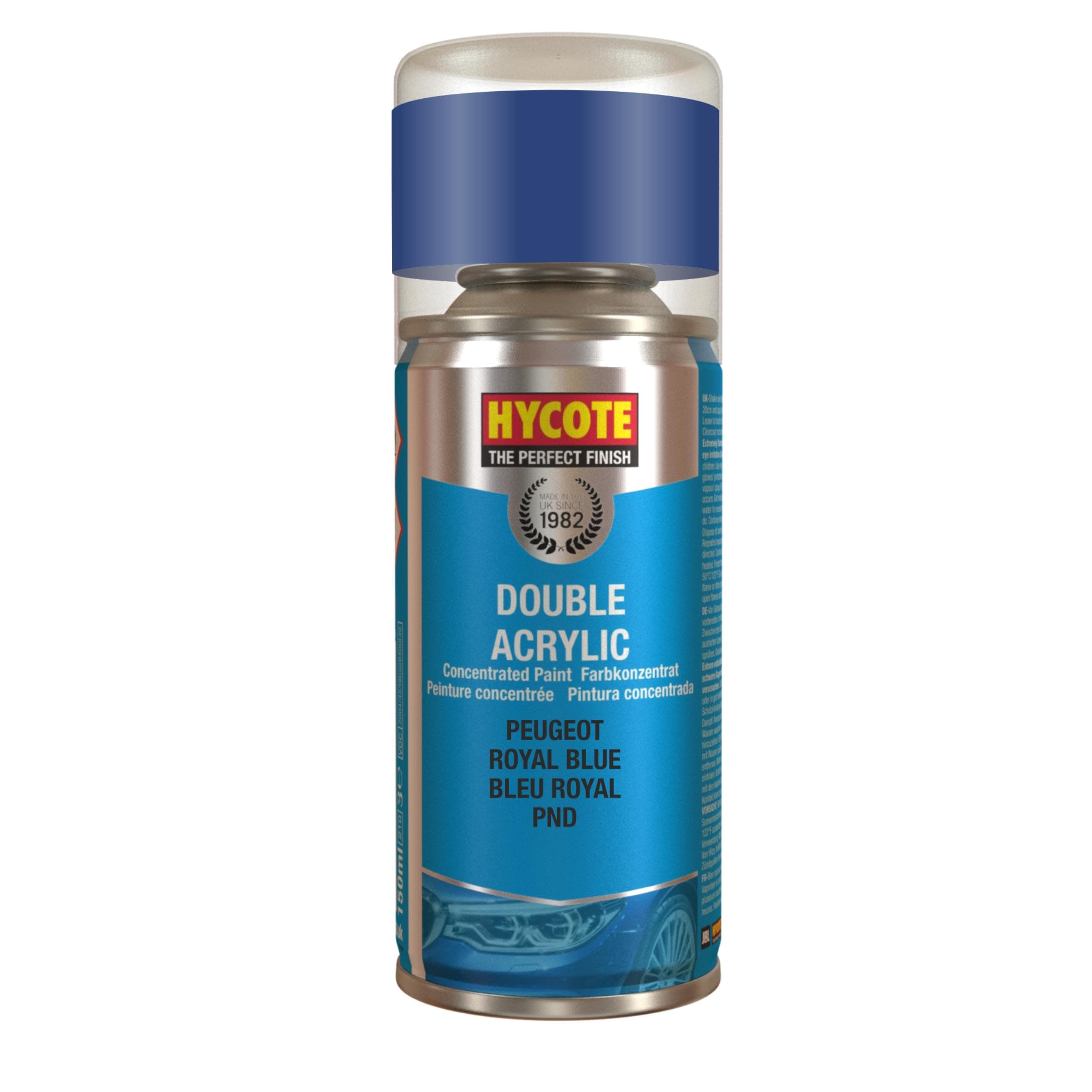 Hycote Double Acrylic Aerosol Car Spray Paint, Peugeot - Royal Blue, 150 ml