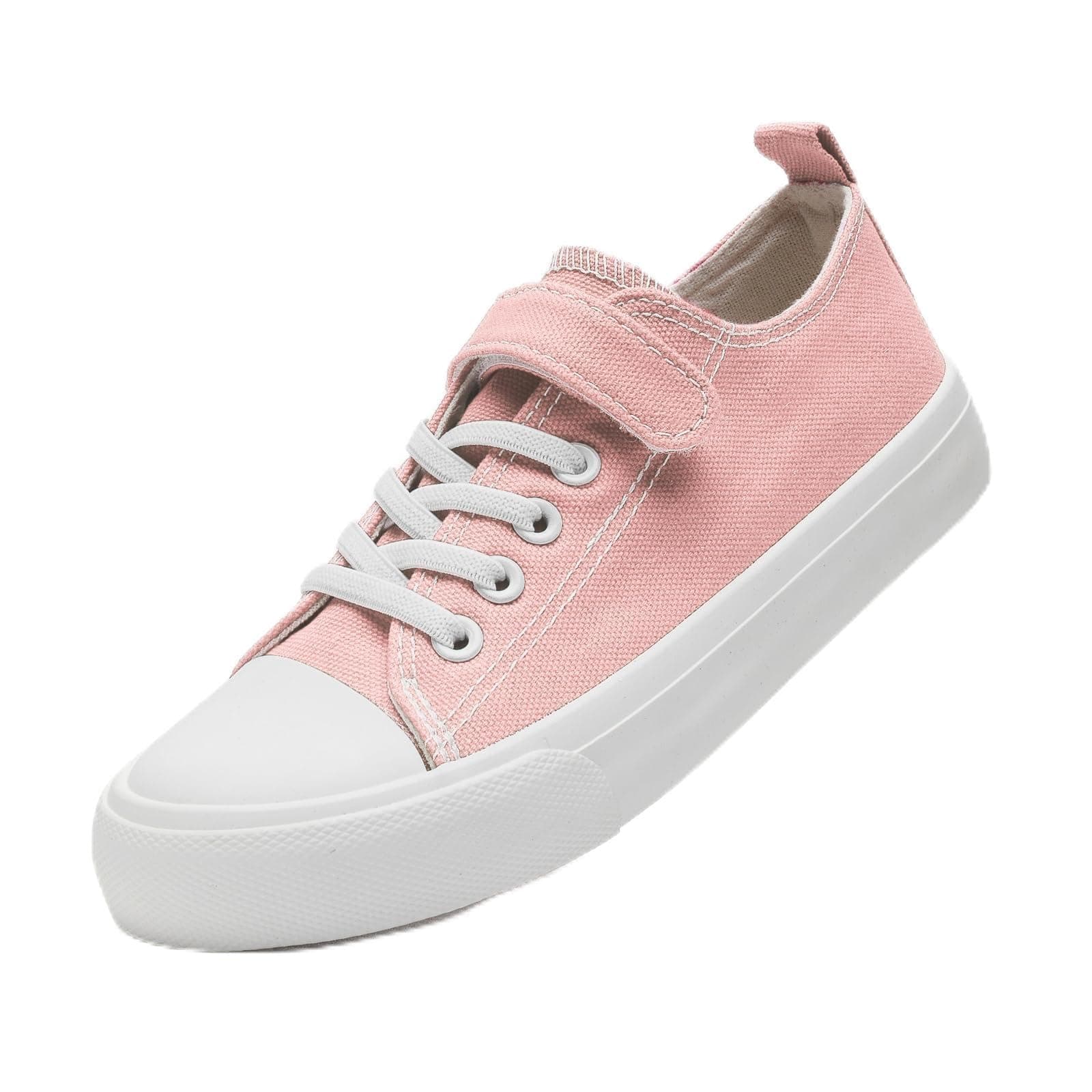 Rosyclo Canvas Sneakers for Boys and Girls,Kids Canvas Shoes Lightweight Breathable Non-Slip Soft Adjustable Strap Kids Walking Shoes Outdoor Casual Tennis Shoes