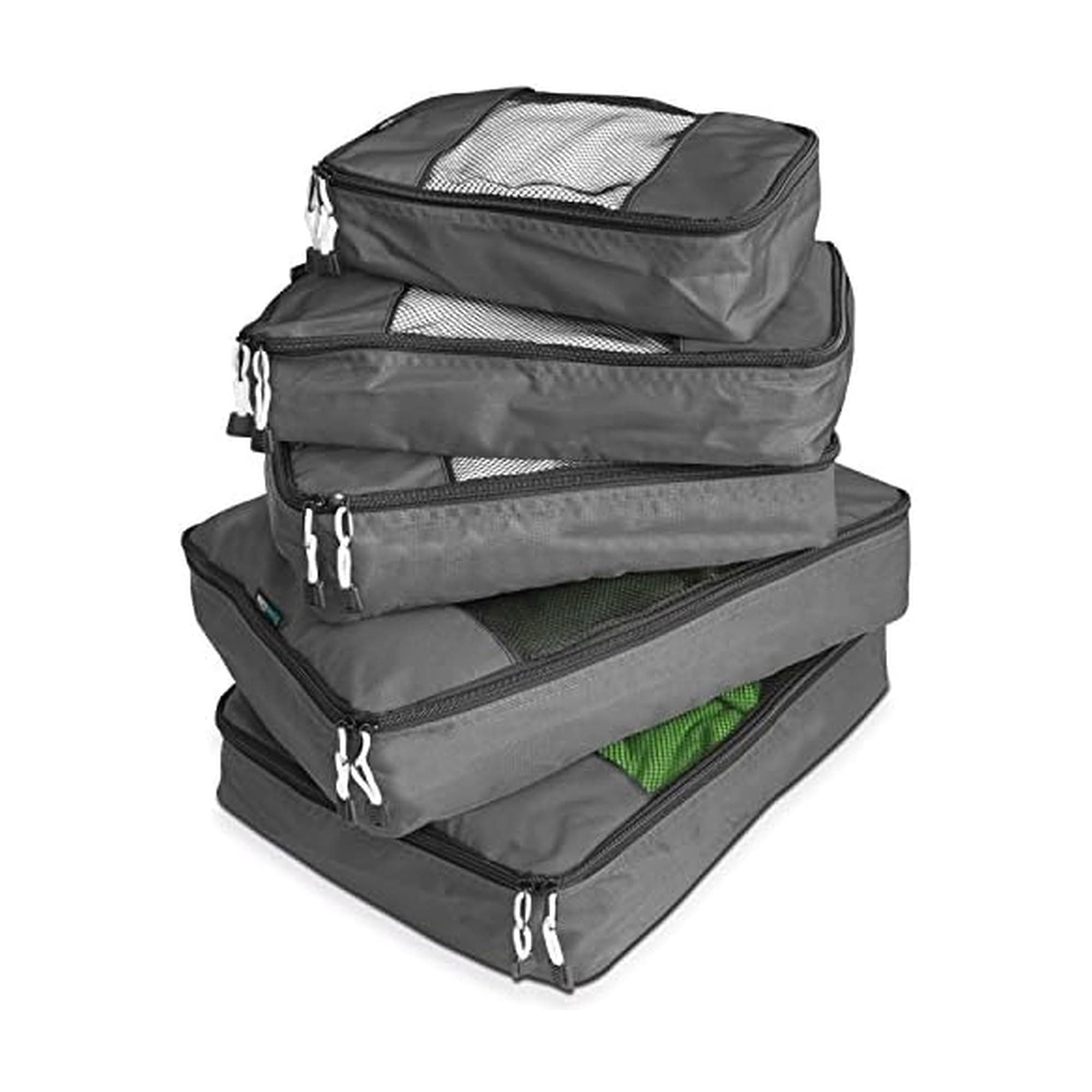Packing Cube System - Durable 5 Piece Weekender Plus Set (Silver)
