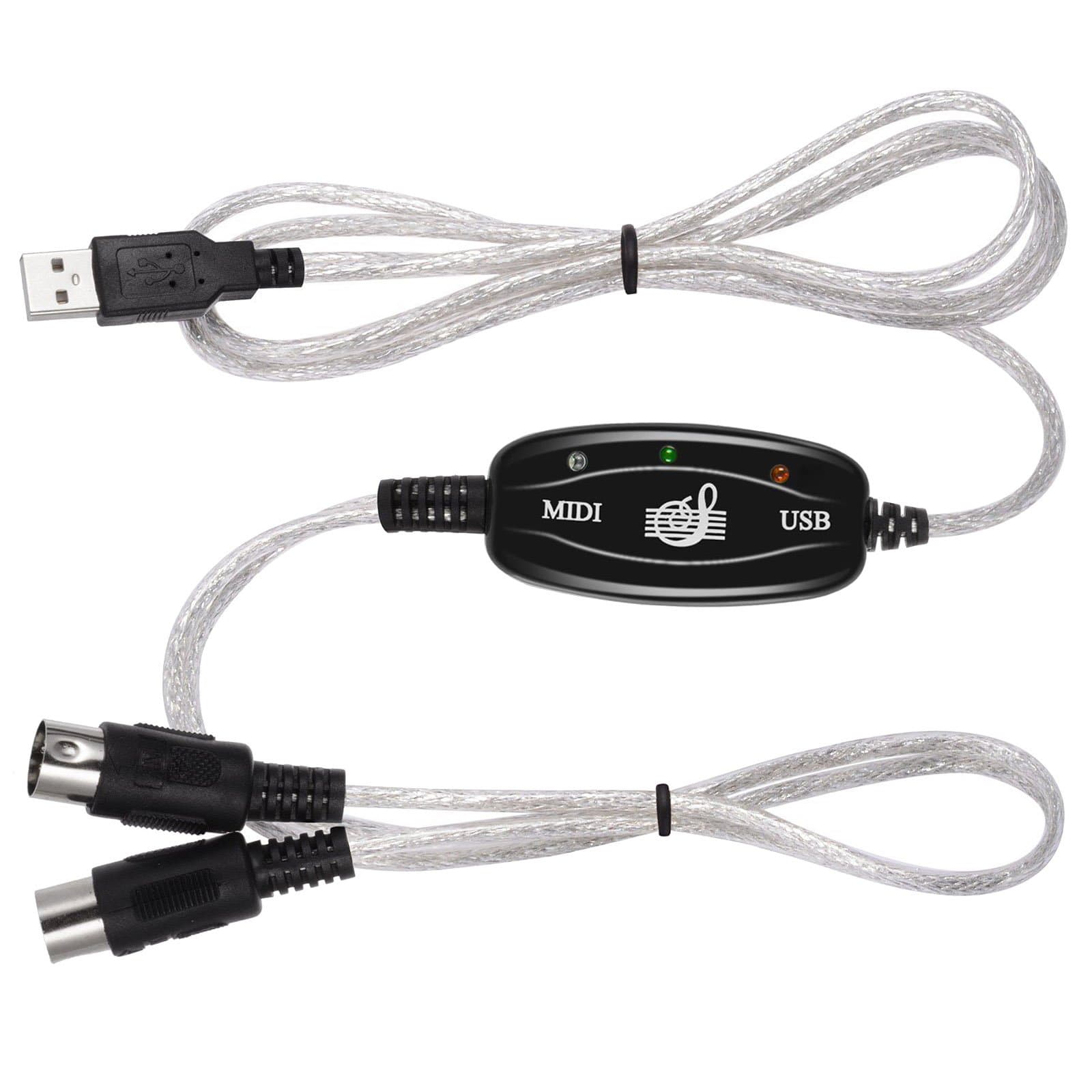 6FT 2M USB to MIDI Interface Cable Adapter - USB to MIDI IN-OUT Cable Converter Music Keyboard Piano to PC Laptop for Windows XP, Vista, Win 7, Win 8, Win 10 and Apple Mac OS System