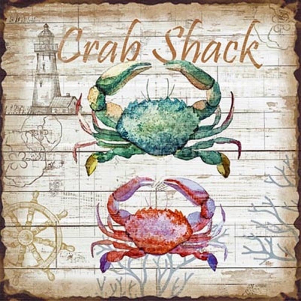 Globe Imports Crab Shack Metal Sign | Nautical Theme Designs | 10" X 10"