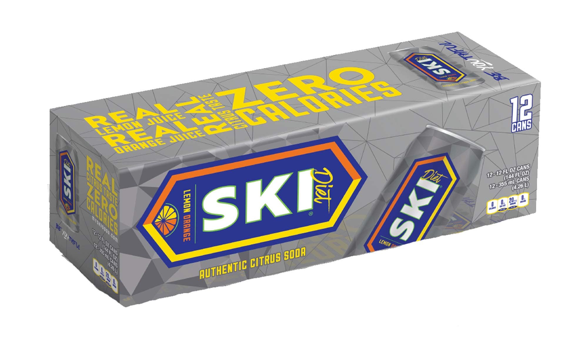 DIET Ski Lemon Orange Citrus Soda, 12 Ounce (12 Cans)